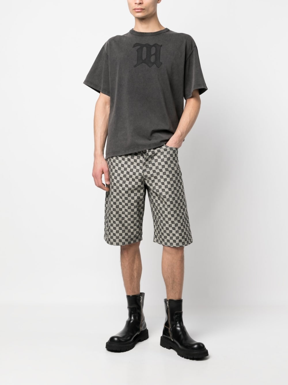monogram-print cotton-blend shorts - 2