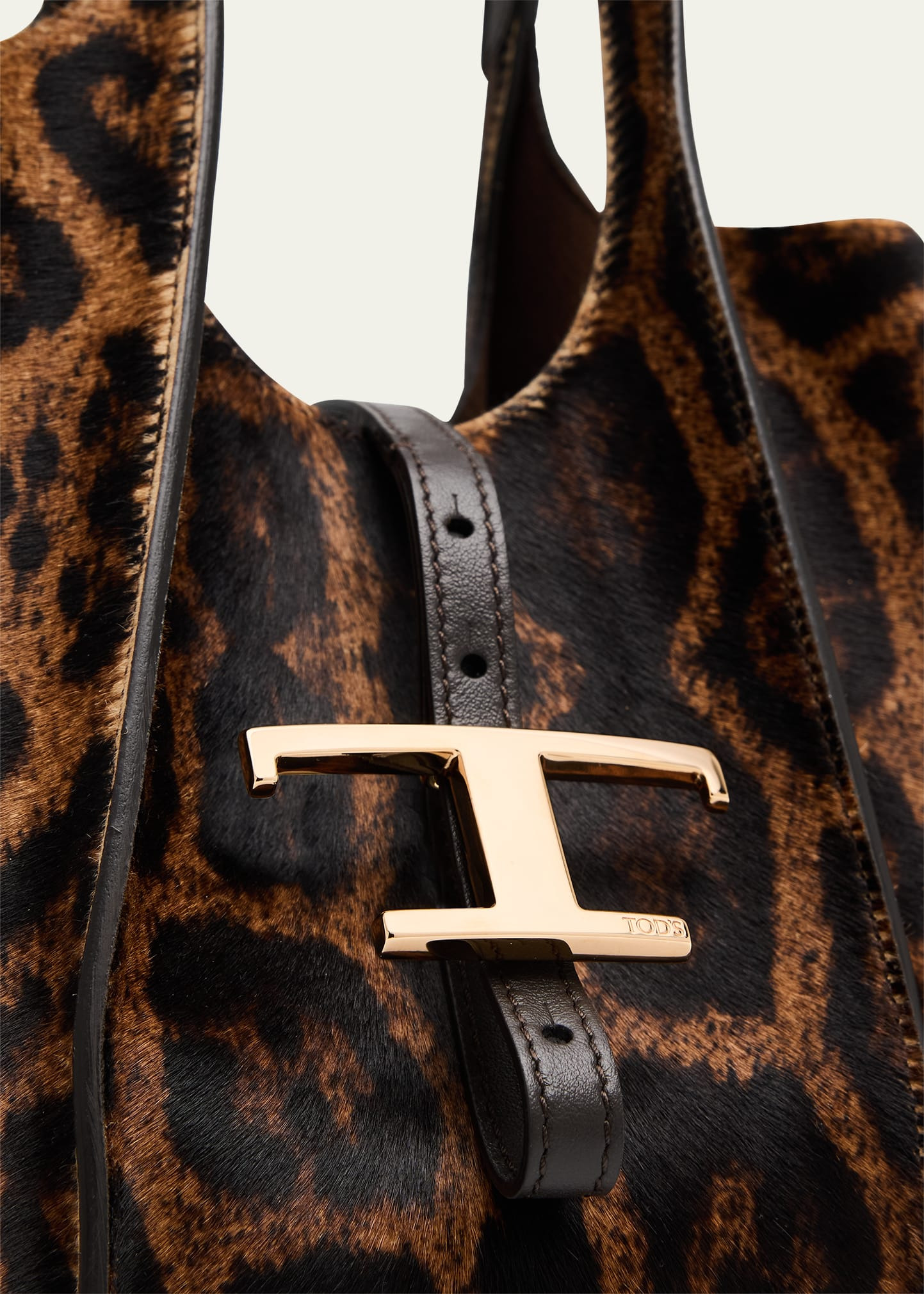 Animal-Print Calf Hair Shopping Tote Bag - 5
