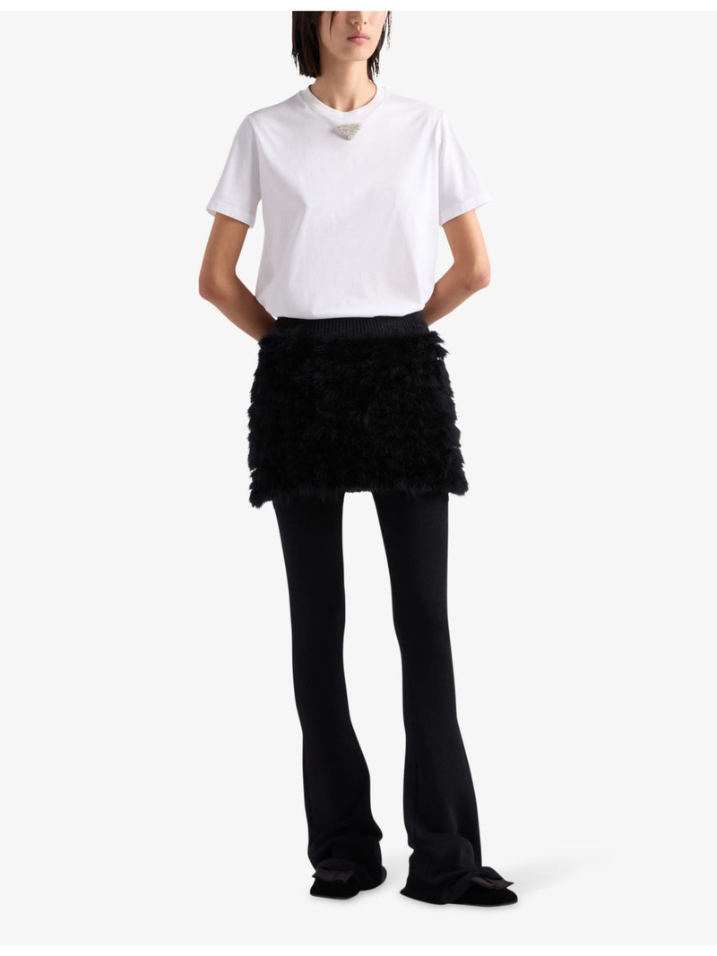 Prada Embroidered-triangle short-sleeve cotton-jersey T-shirt outlook