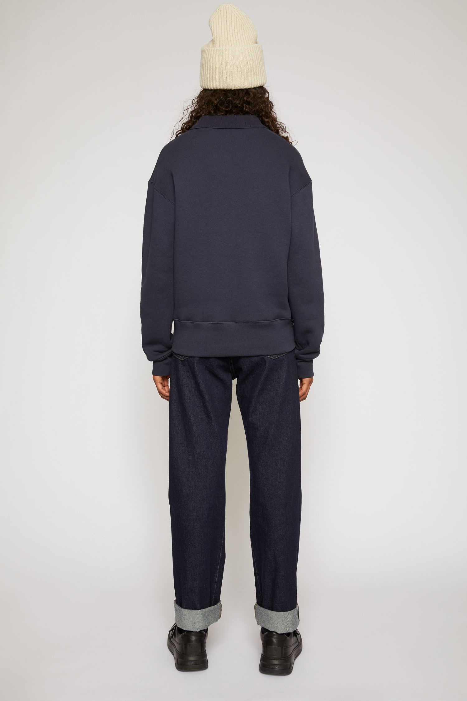 Oversized point collar sweatshirt navy - 3