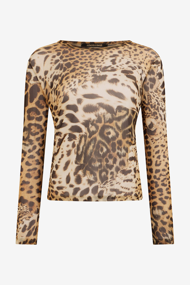 Silk Top with Jaguar Skin Print 1