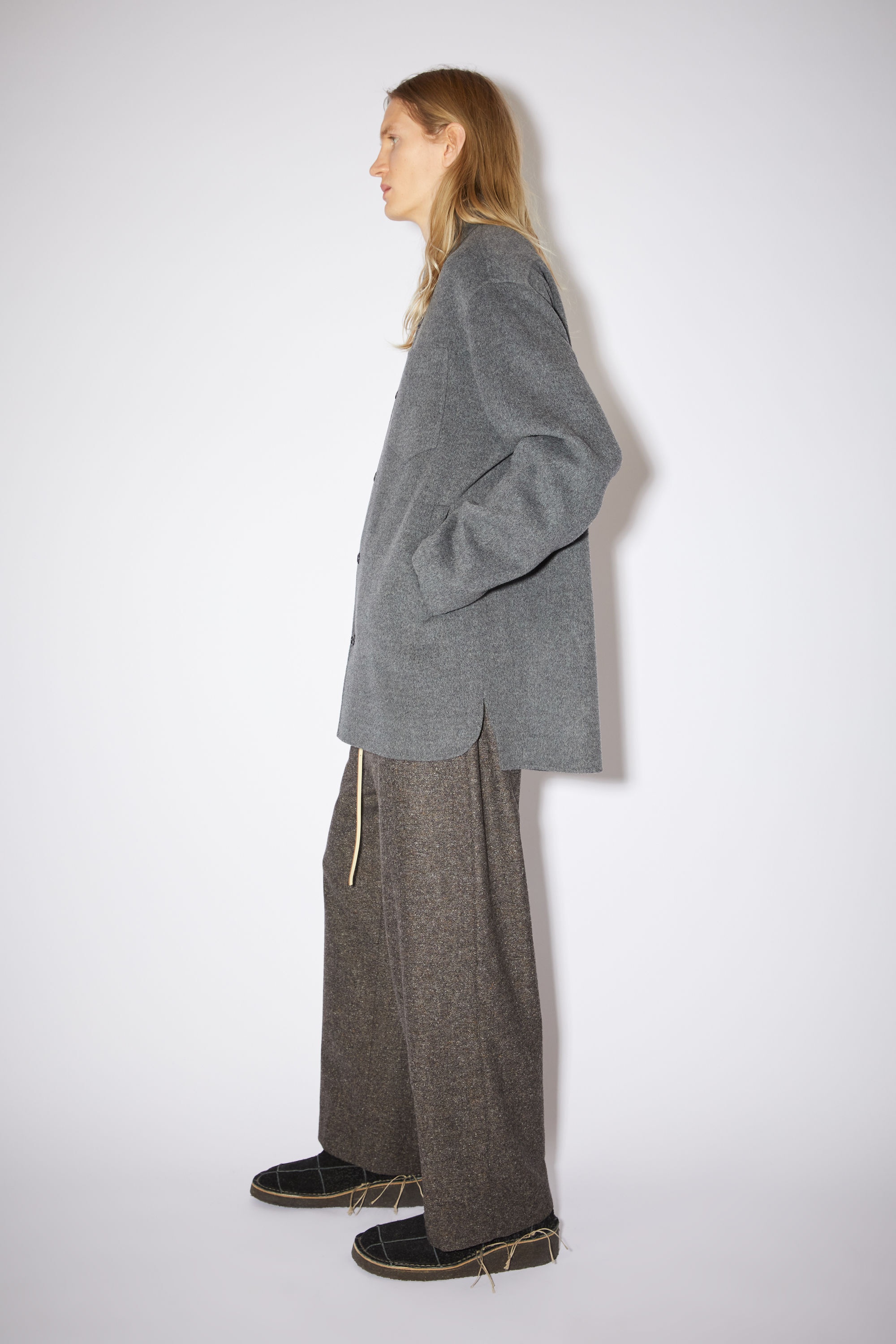 Double face shirt jacket - Grey Melange - 4