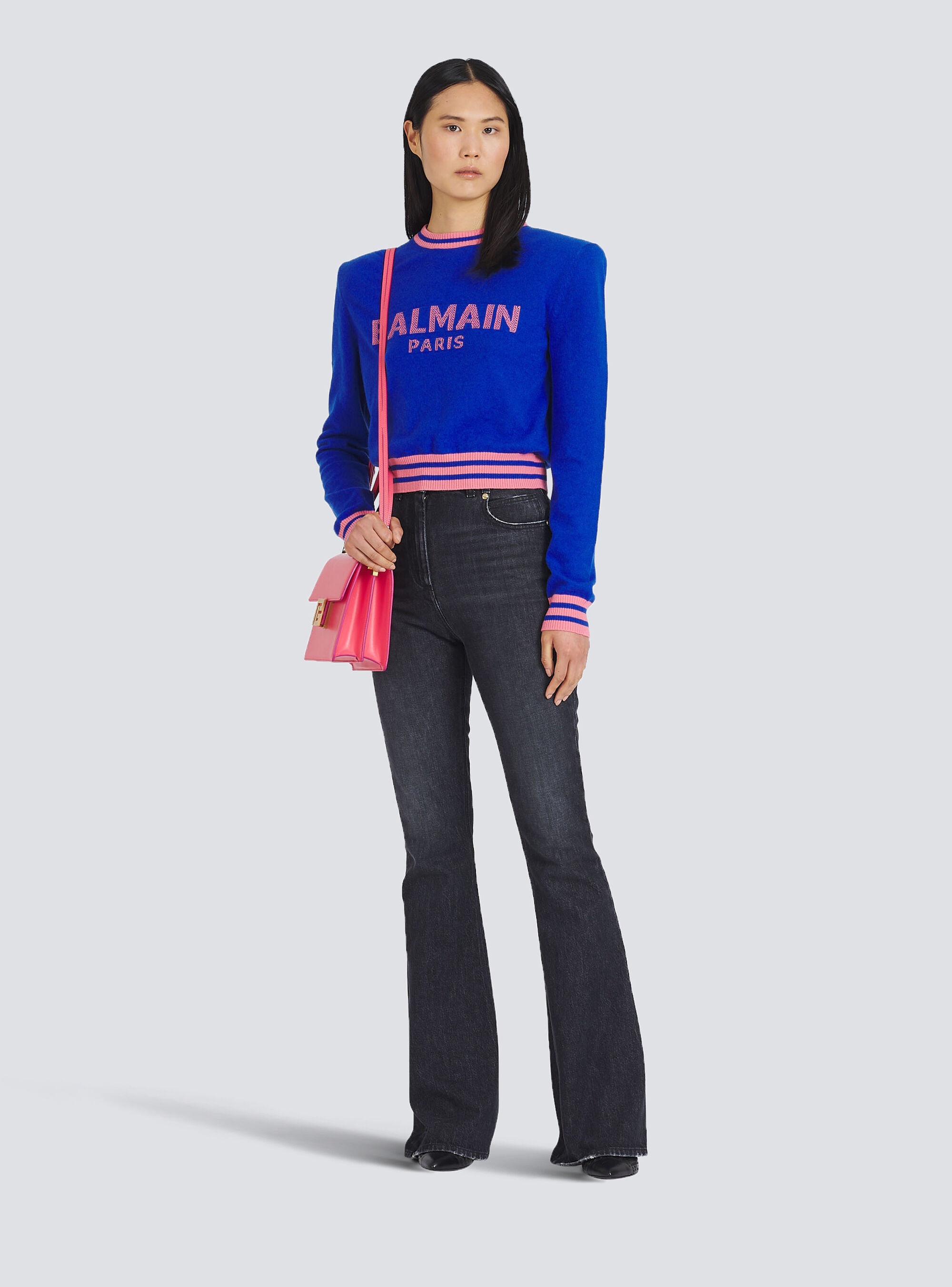 Cropped wool sweatshirt with Balmain logo - 2