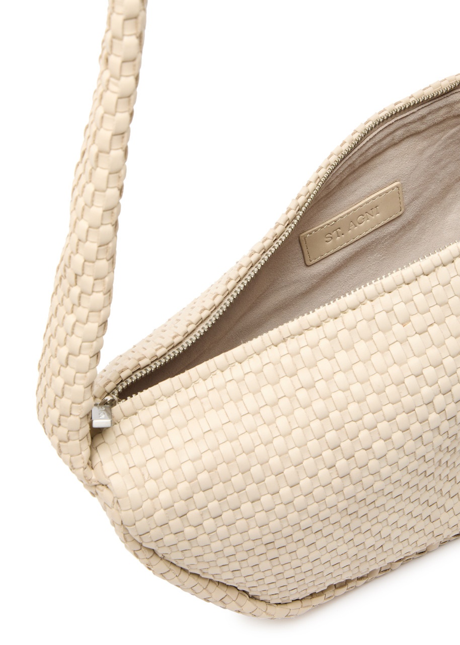 ST. Agni Latice Weave Crescent Leather Shoulder bag - 4