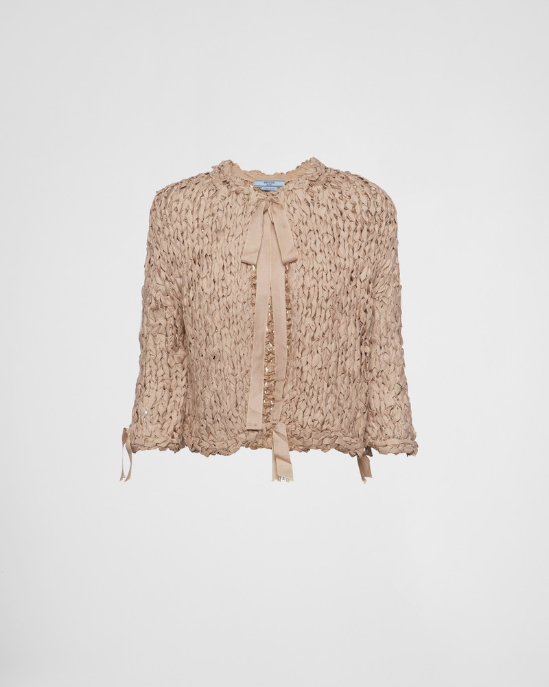 Silk ribbon cardigan 1