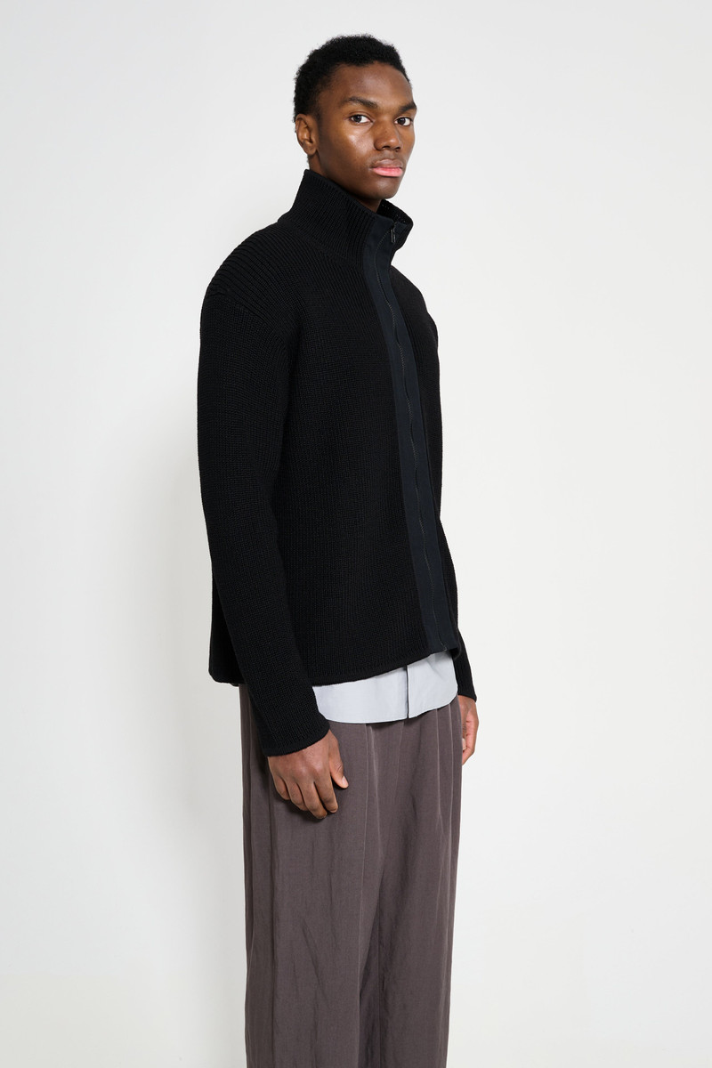 MARGARET HOWELL MARGARET HOWELL ZIP THROUGH CARDIGAN DRY WOOL BLACK outlook