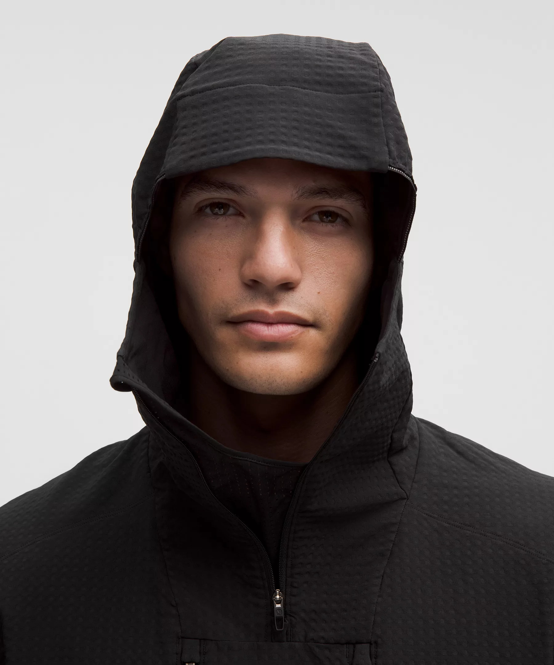 Grid Fleece High-Neck Pullover Hoodie - 4