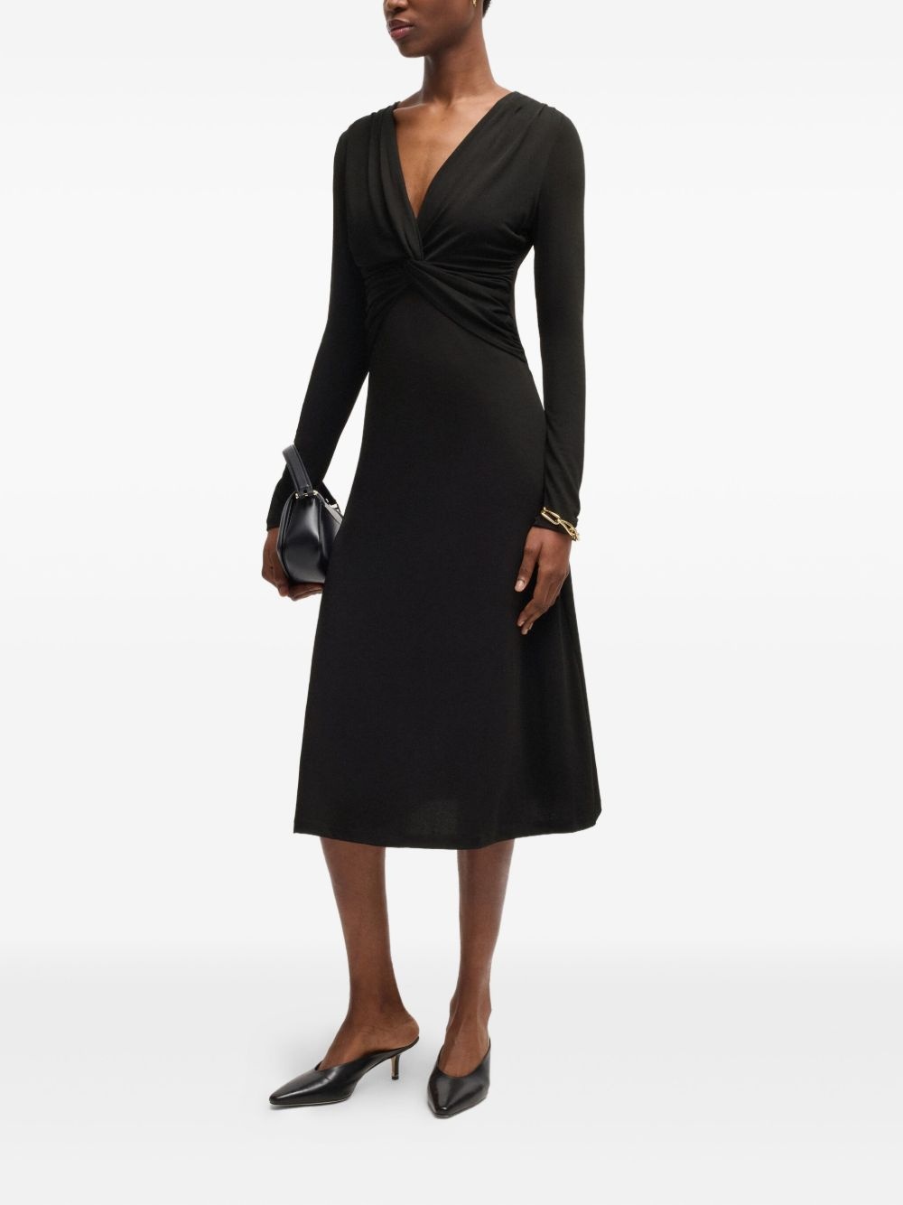 twist-detail long-sleeve midi dress - 3