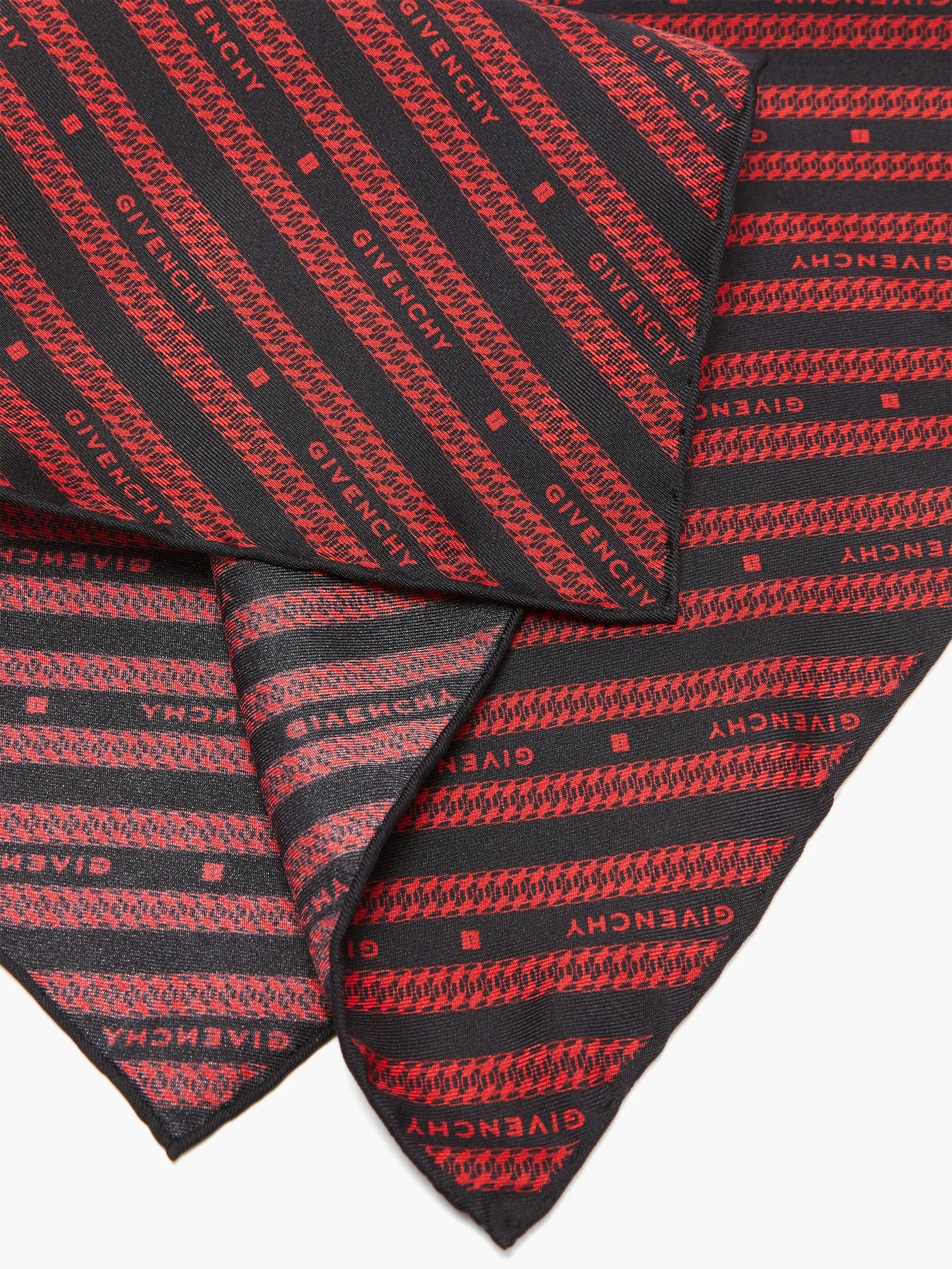 Chain-jacquard silk-faille pocket square - 5