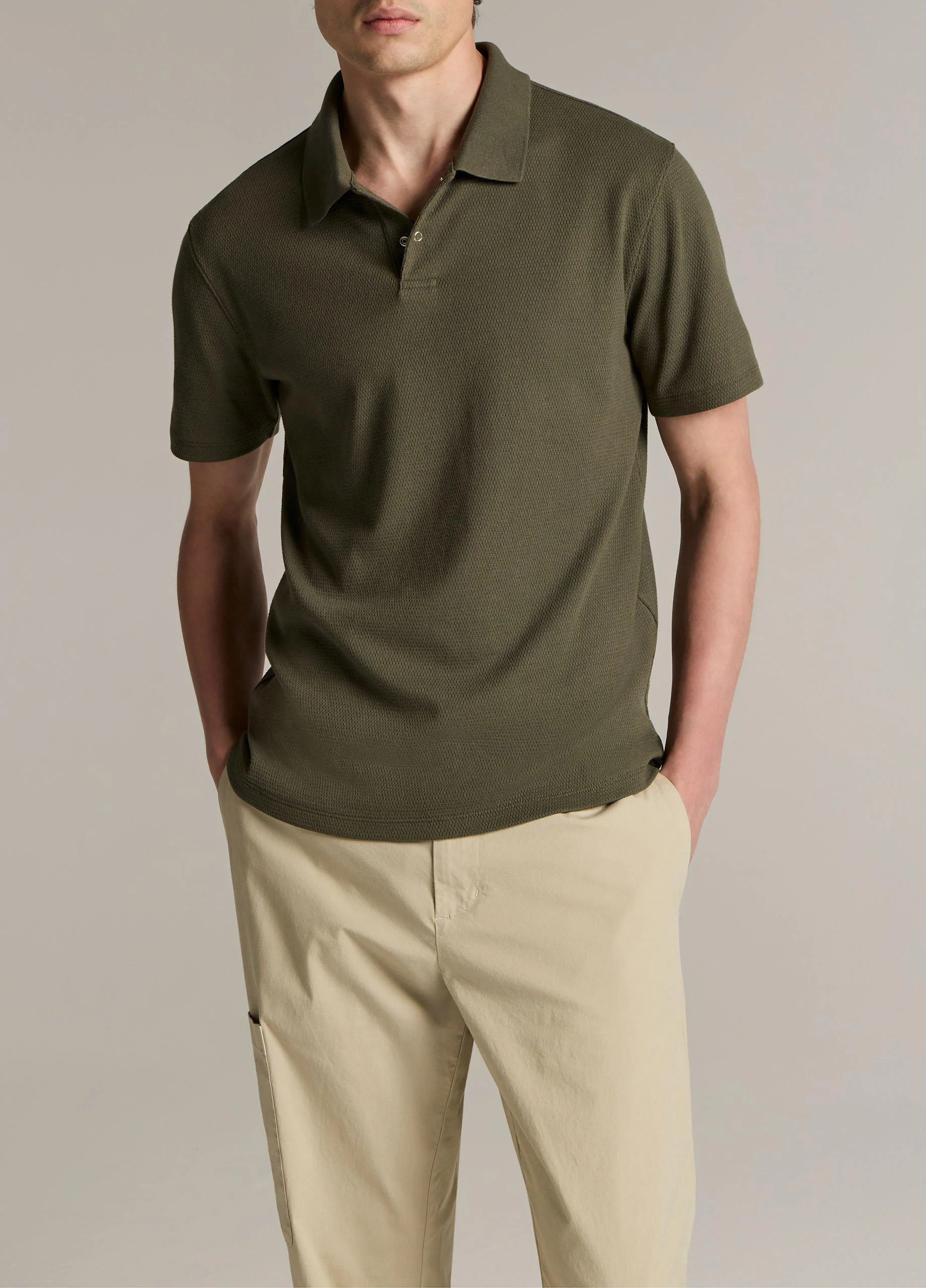 Mesh-Knit Cotton-Blend Snap Polo Shirt - 1
