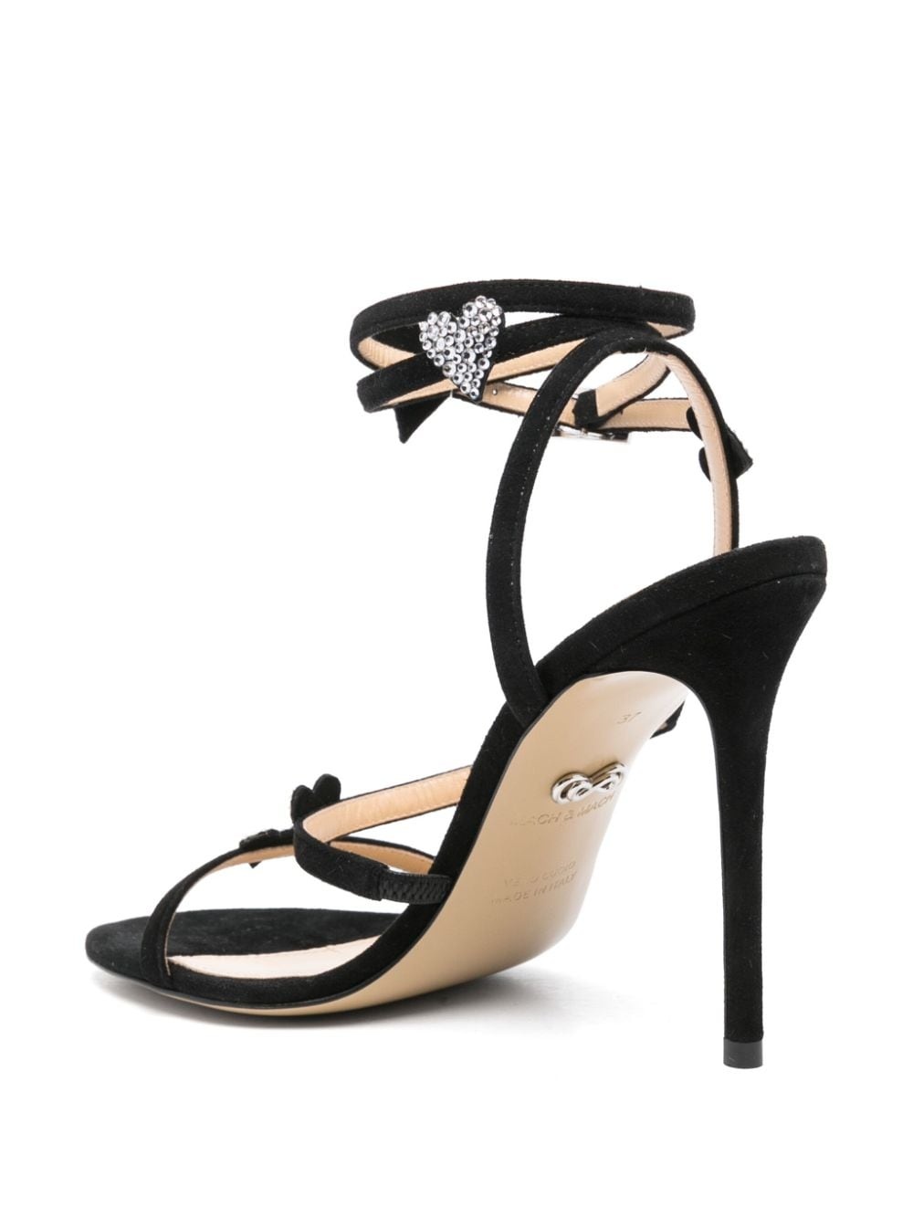 110mm rhinestoned-heart sandals - 3