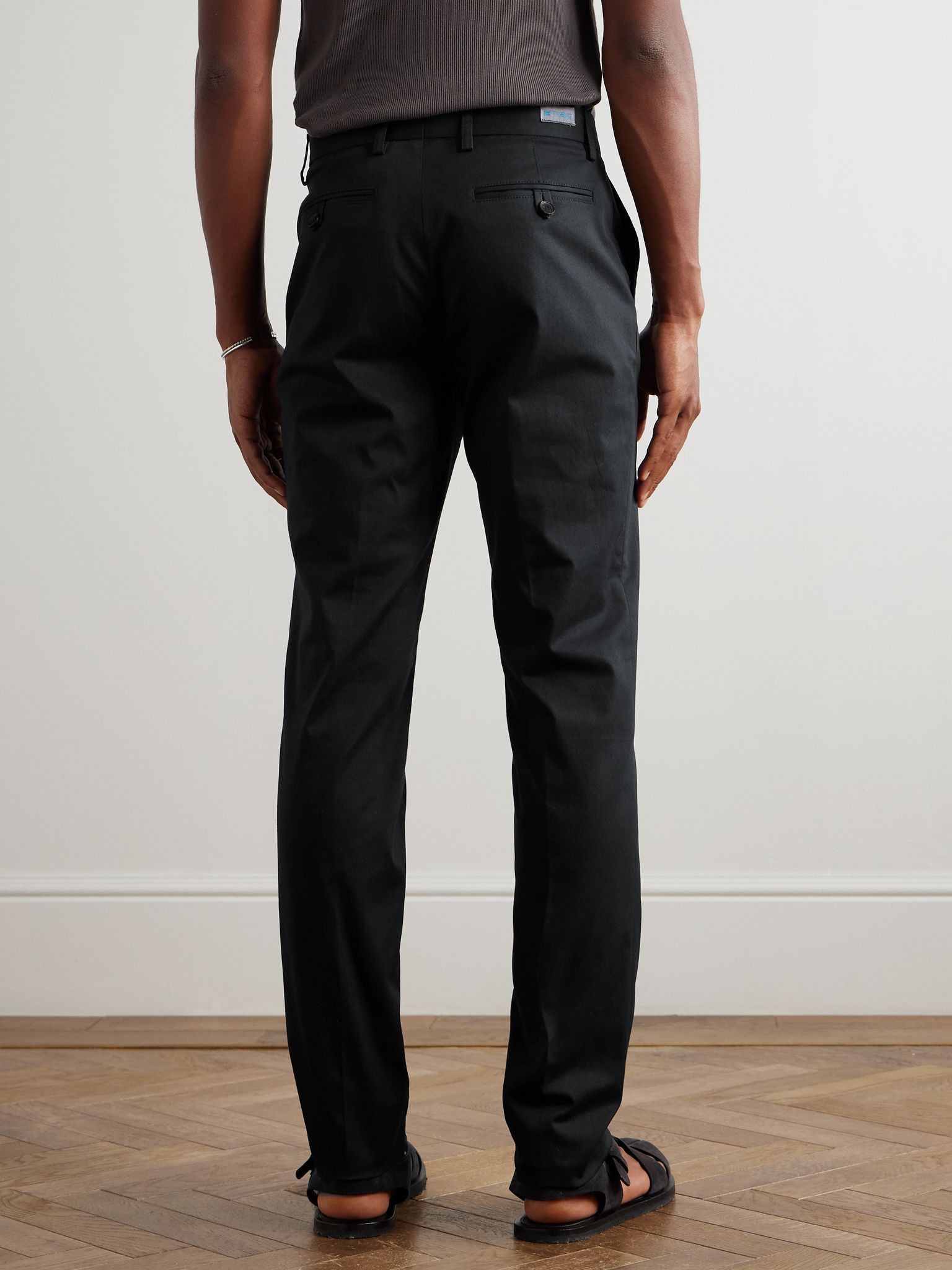 Roma Slim-Fit Straight-Leg Stretch-Cotton Twill Trousers Blue - 4