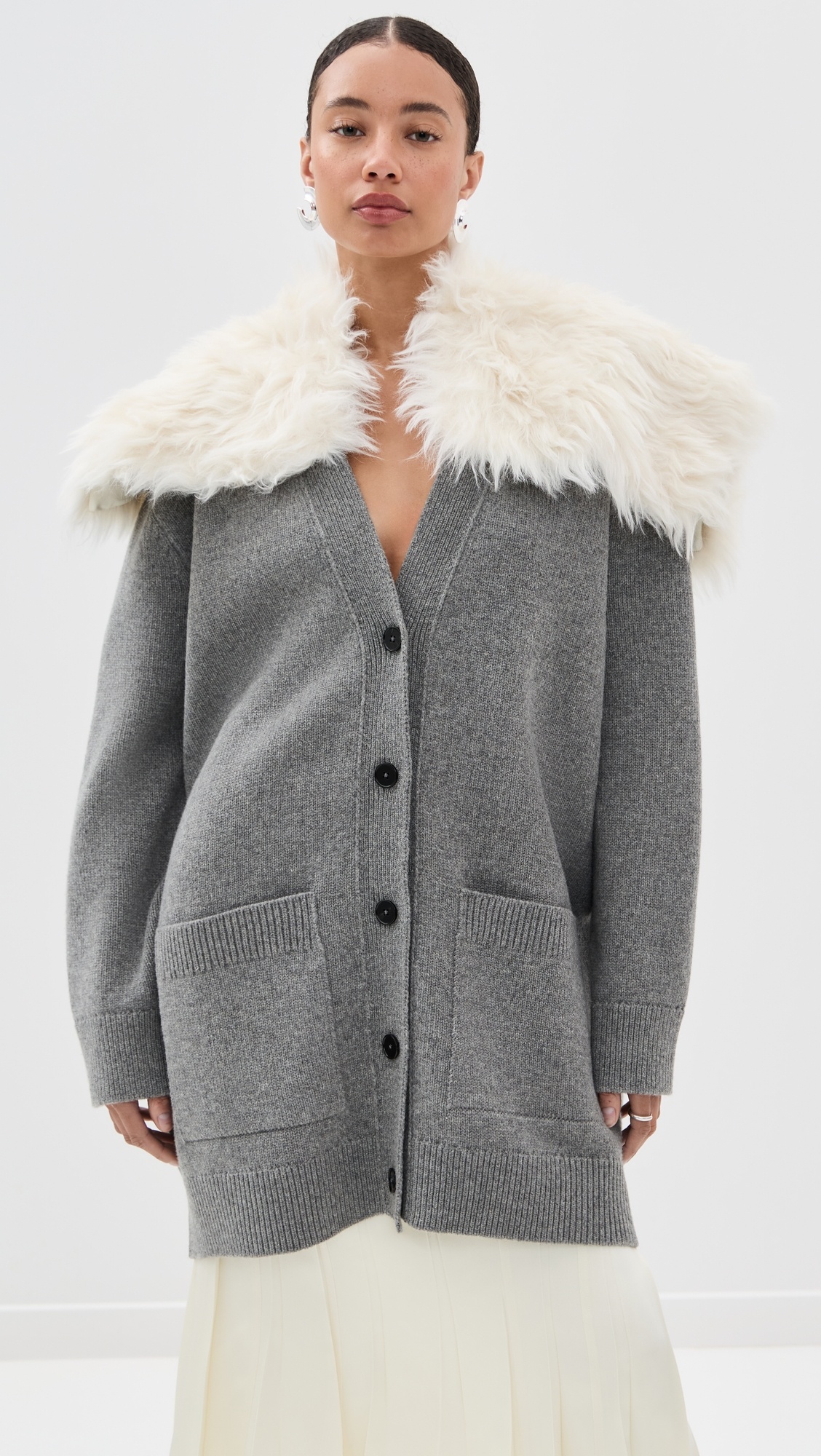 V Neck Mid Length Cardigan - 2