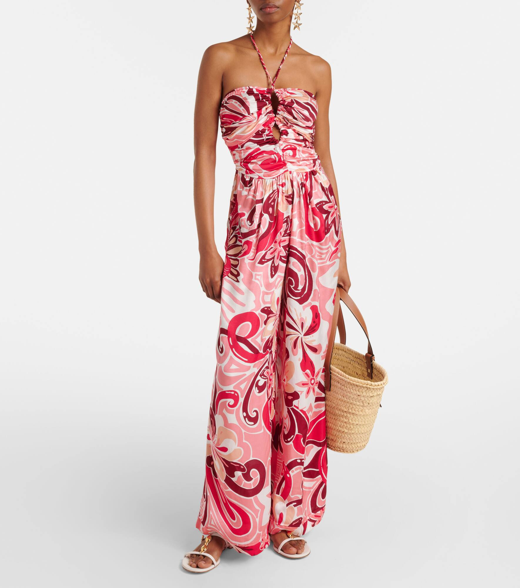 Claudia floral cutout satin jumpsuit - 2