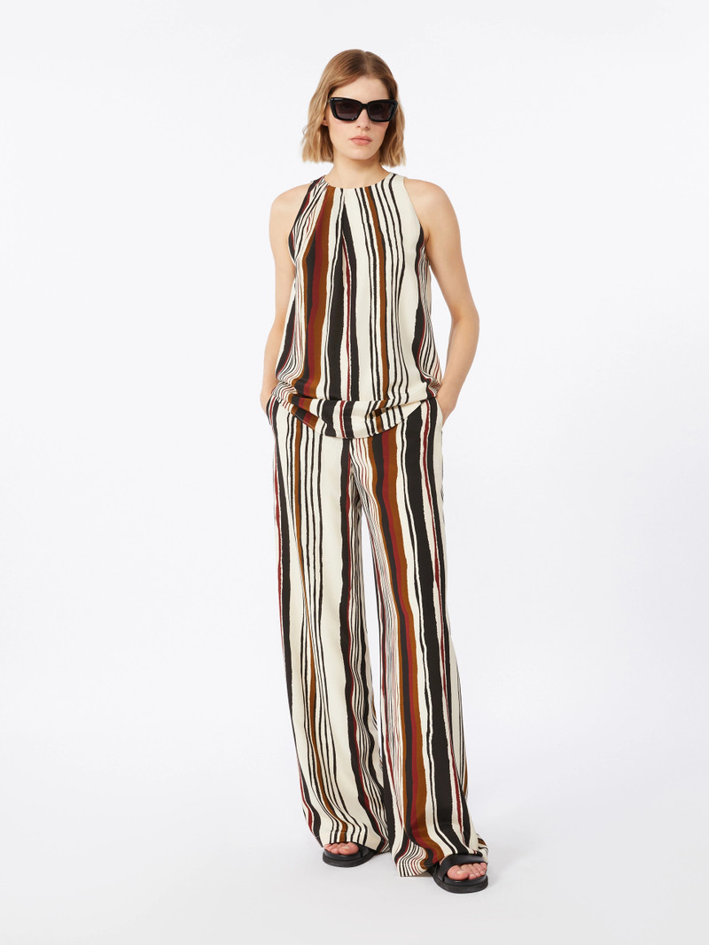 Max Mara ANCORA Printed silk crêpe de chine top - BRICK RED outlook