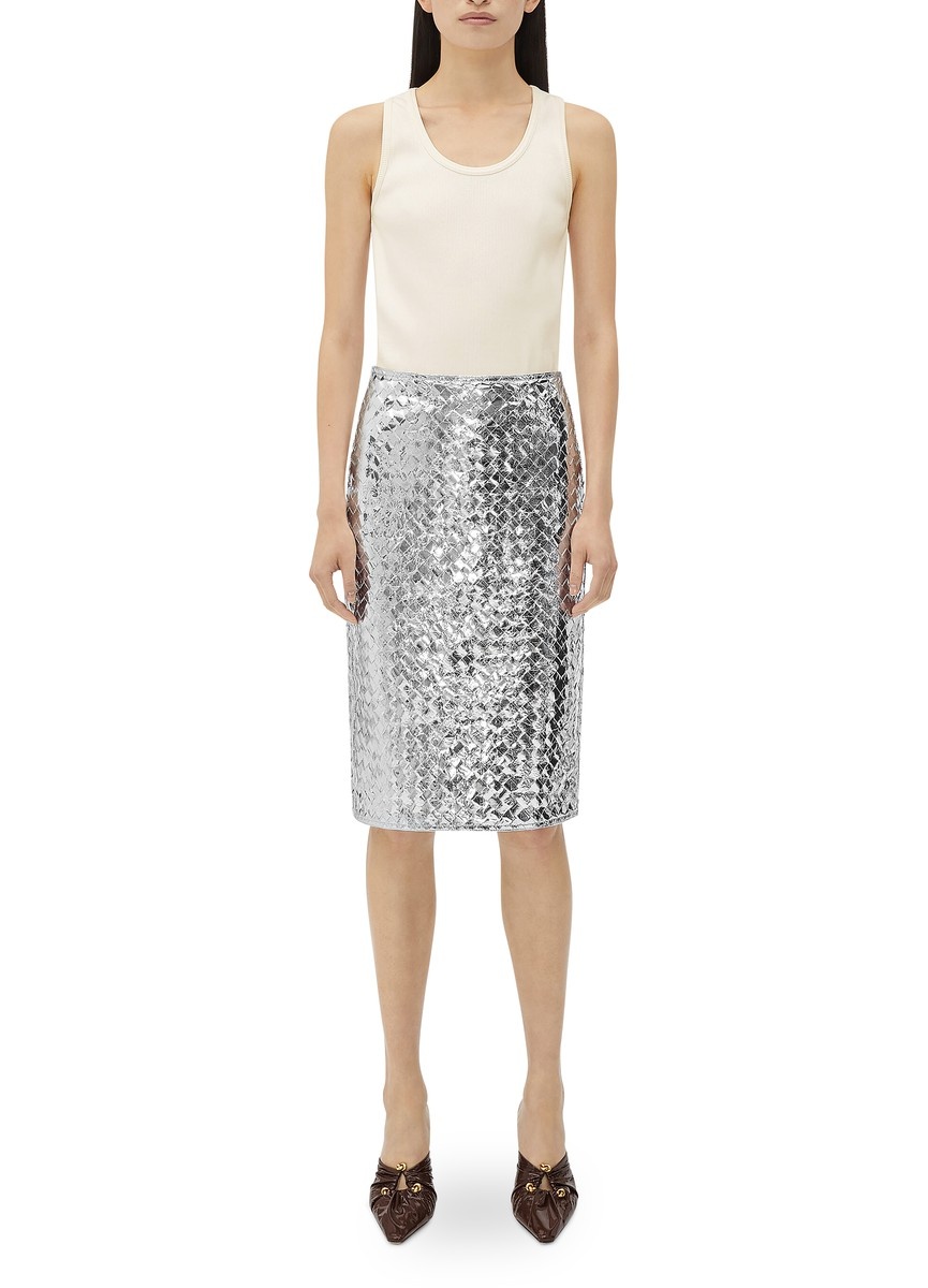 Intrecciato lamb leather Metallic Skirt - 2