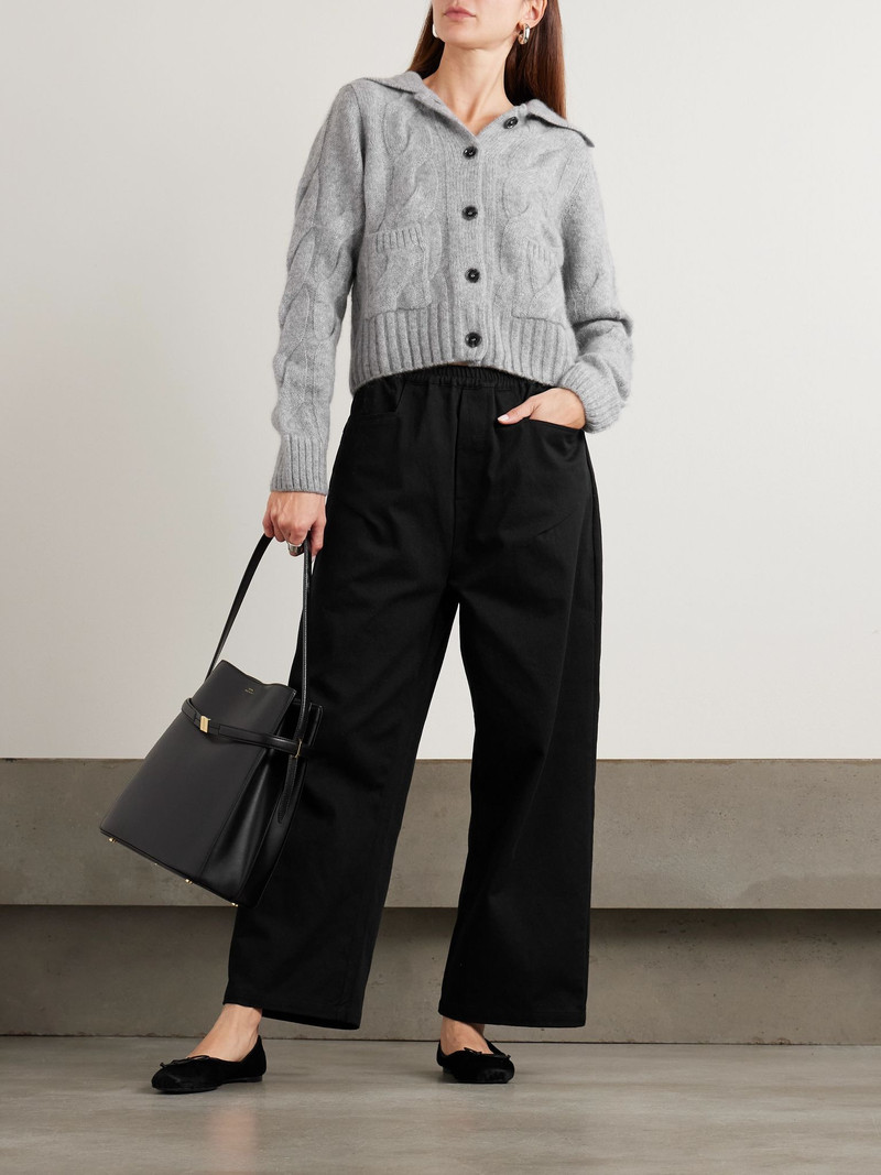 Allude Cable-knit cashmere and silk-blend cardigan Gray outlook