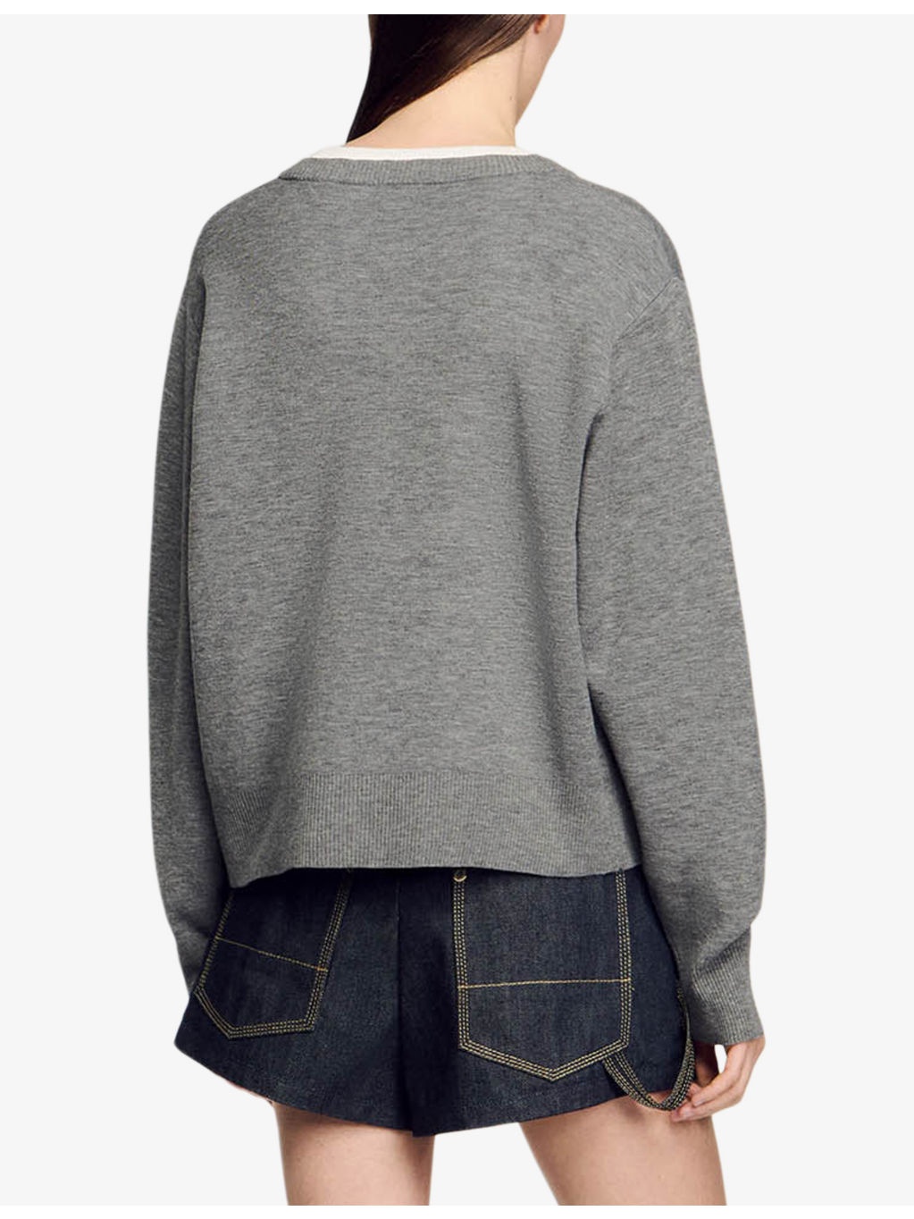Contrast-collar relaxed-fit jersey jumper - 4