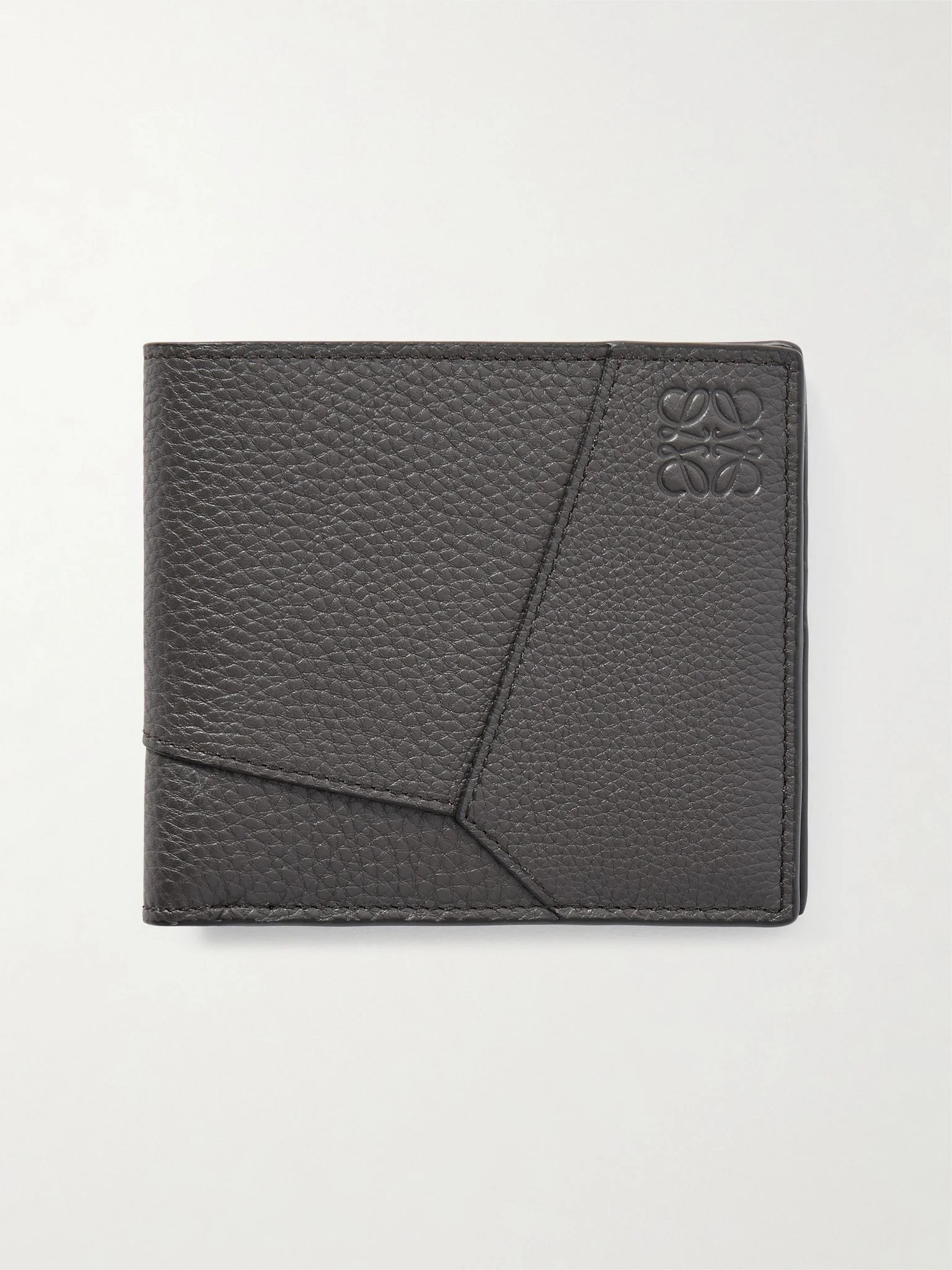 Puzzle Edge Full-Grain Leather Billfold Wallet Gray - 1