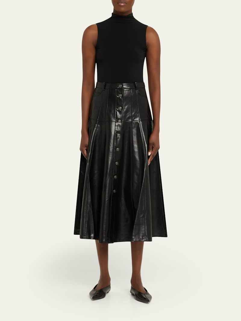 Cinq à Sept Veena Vegan Leather Midi Skirt outlook