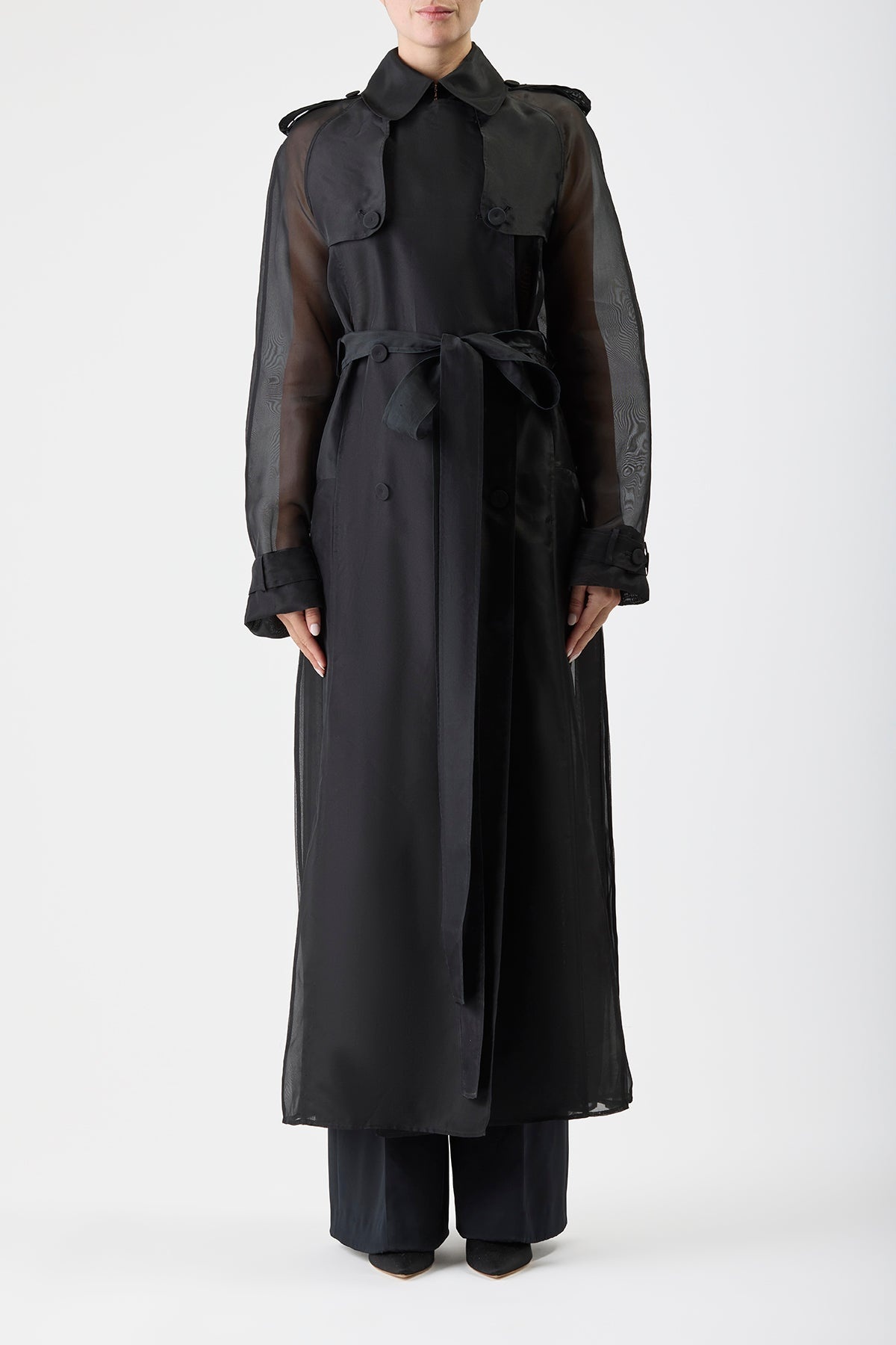 Eithne Trench Coat in Silk Organza - 3