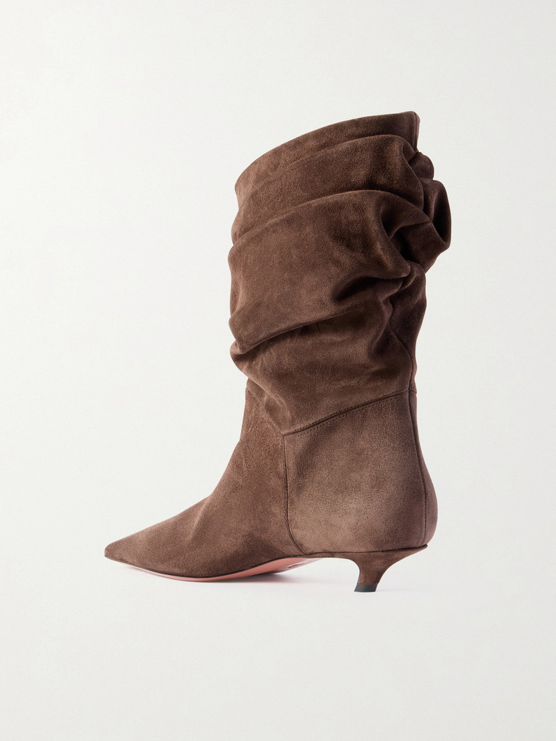 Amina Muaddi Jamie Ruched Suede Ankle Boots outlook
