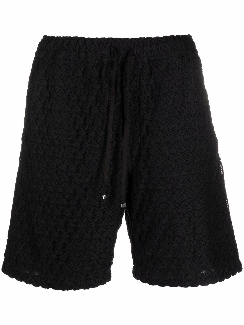 textured drawstring shorts - 1