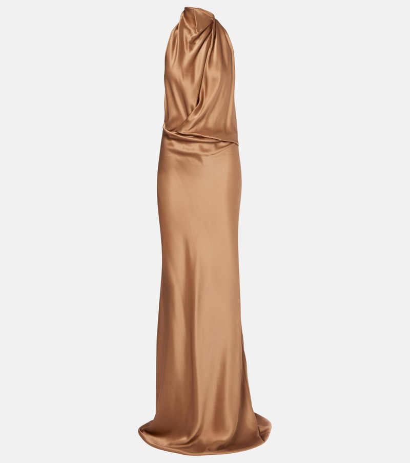 Halterneck silk satin gown 1