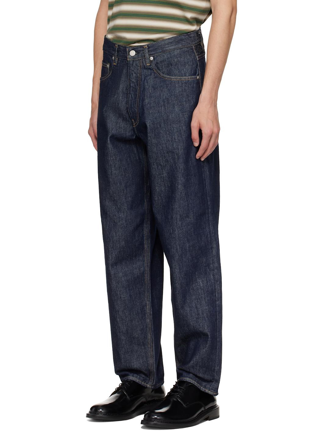 Indigo Hard Twist Denim Wide Jeans - 4