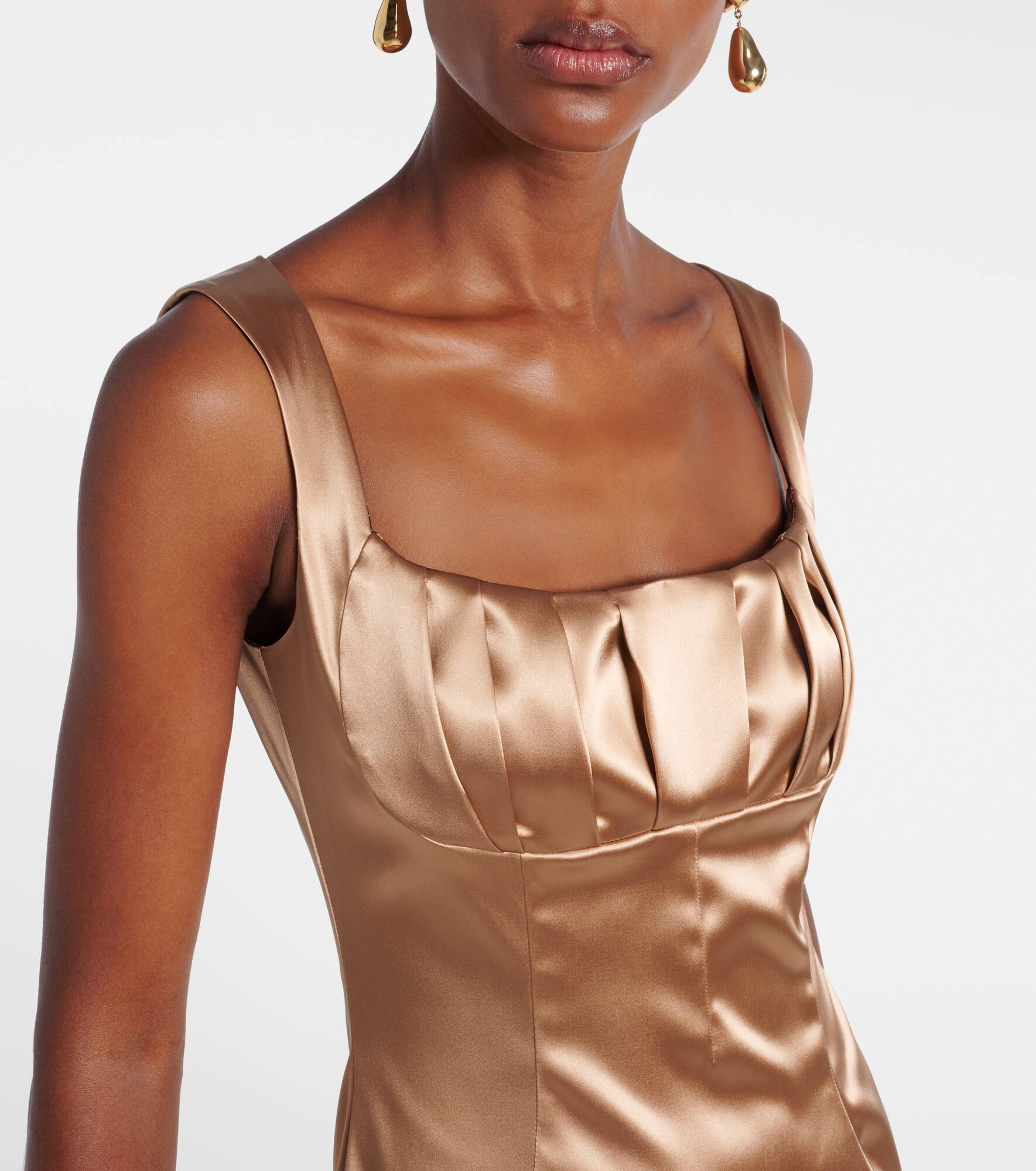 Pleated satin midi dress - 4
