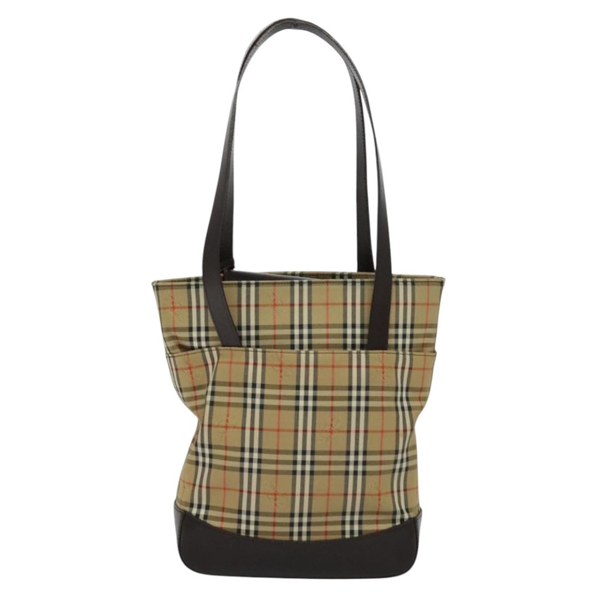 Burberry Nova Check Shoulder Bag Canvas Leather Beige Brown Gold - 3