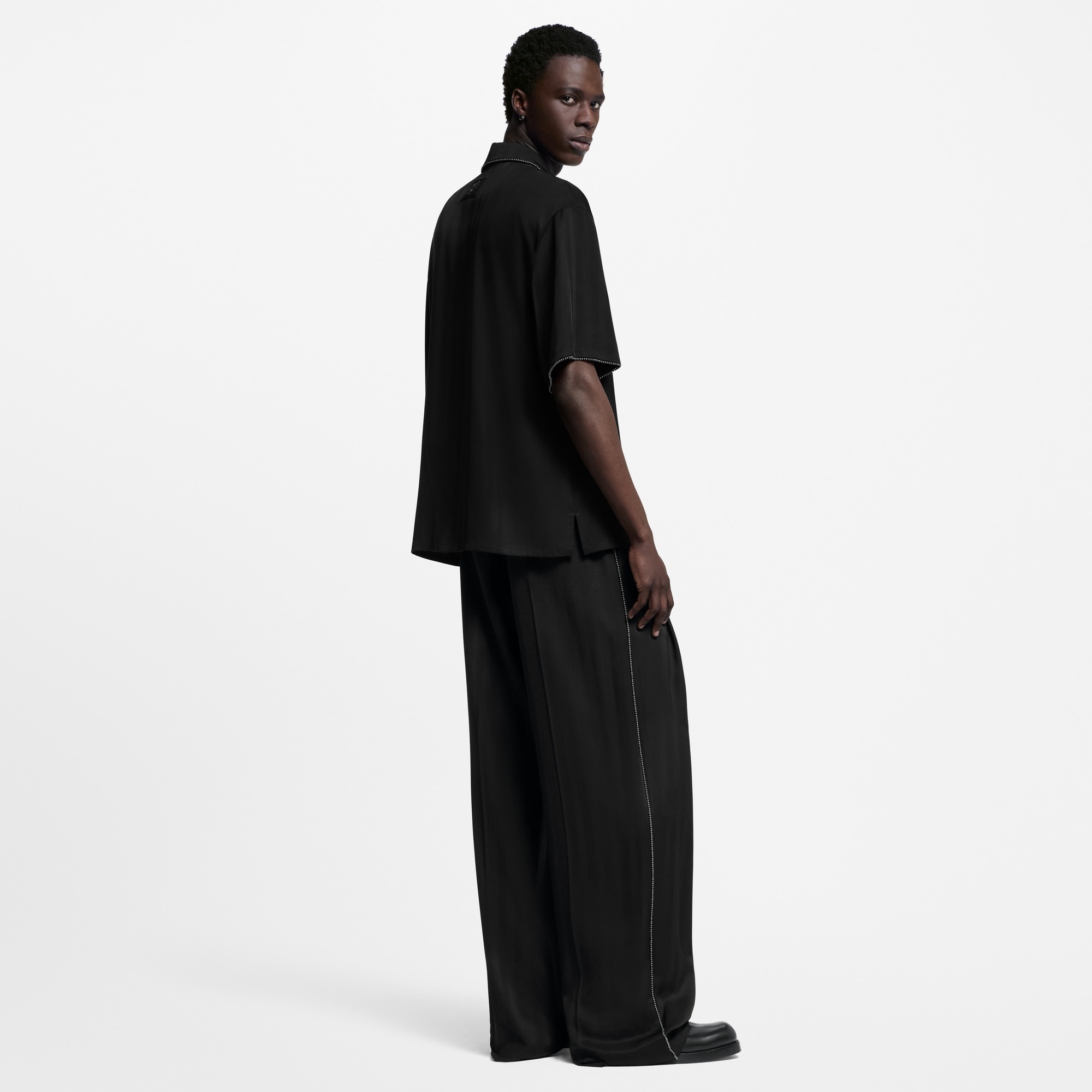 Bead-Embellished Silk Pajama Pants - 3