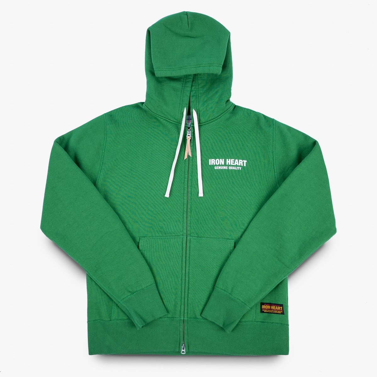 IHSW-76L-GRN Printed 14oz Ultra Heavyweight Loopwheel Cotton Zippered Hoodie - Green - 1