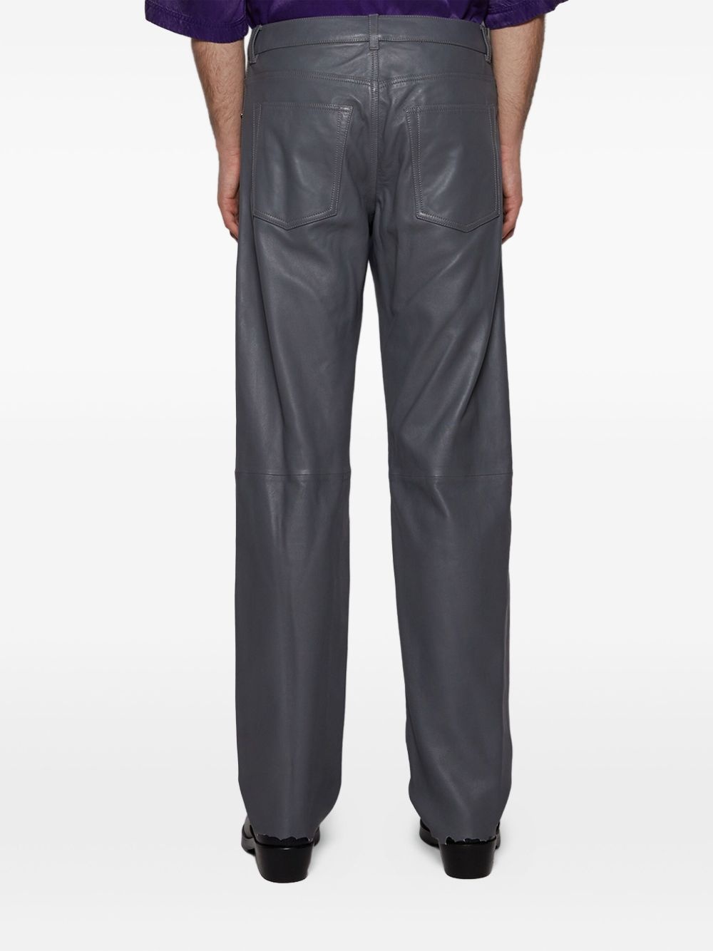 P-Macs-Lth frayed-hem leather trousers - 5