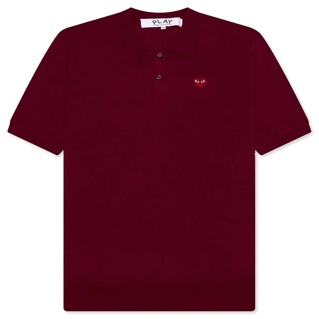 RED EMBLEM S/S POLO NECK - BURGUNDY - 1