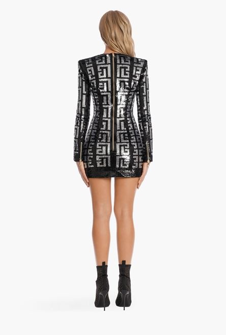 Short sequinned Balmain monogram dress - 3