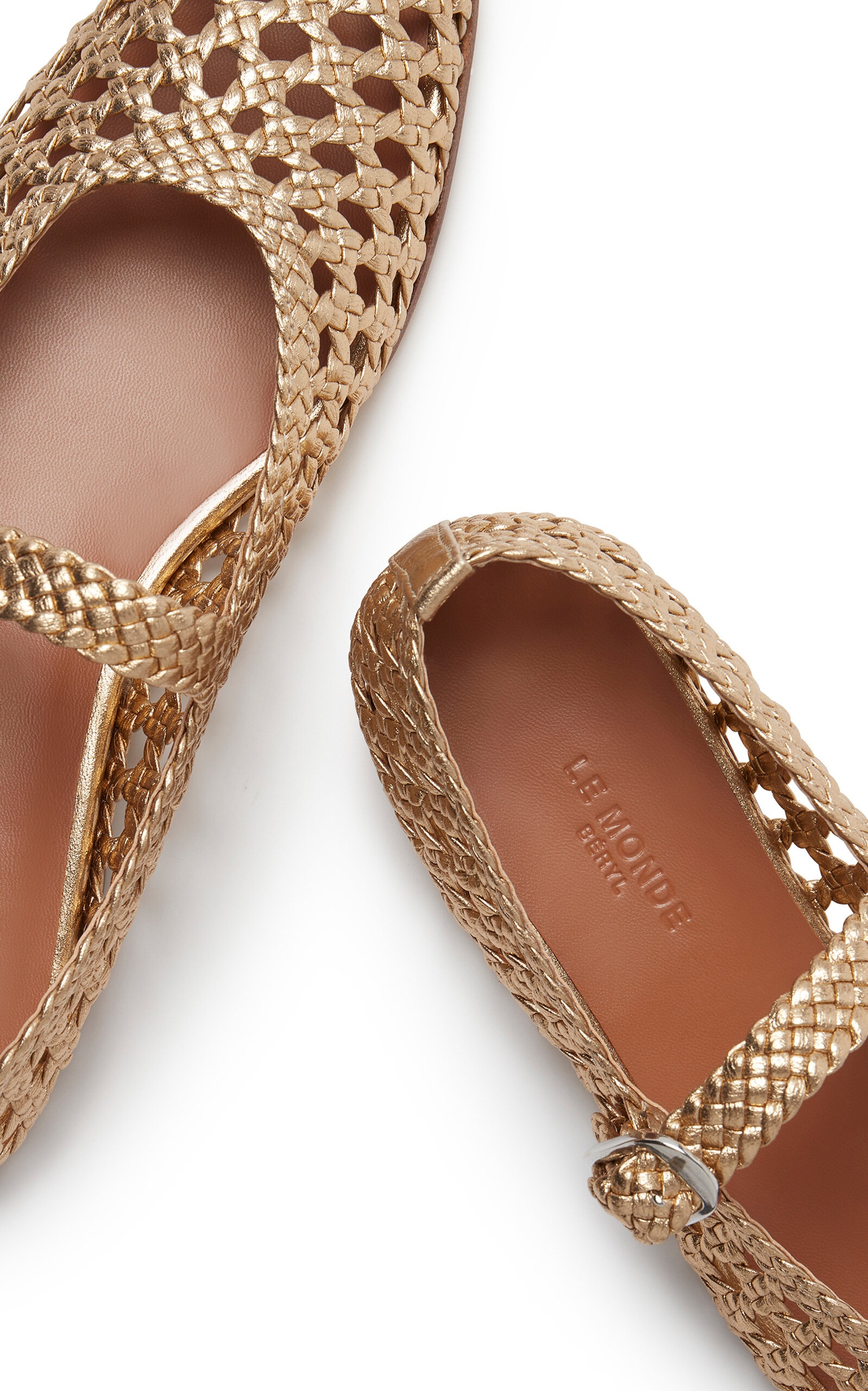 Woven Leather Mary Jane Flats gold - 3