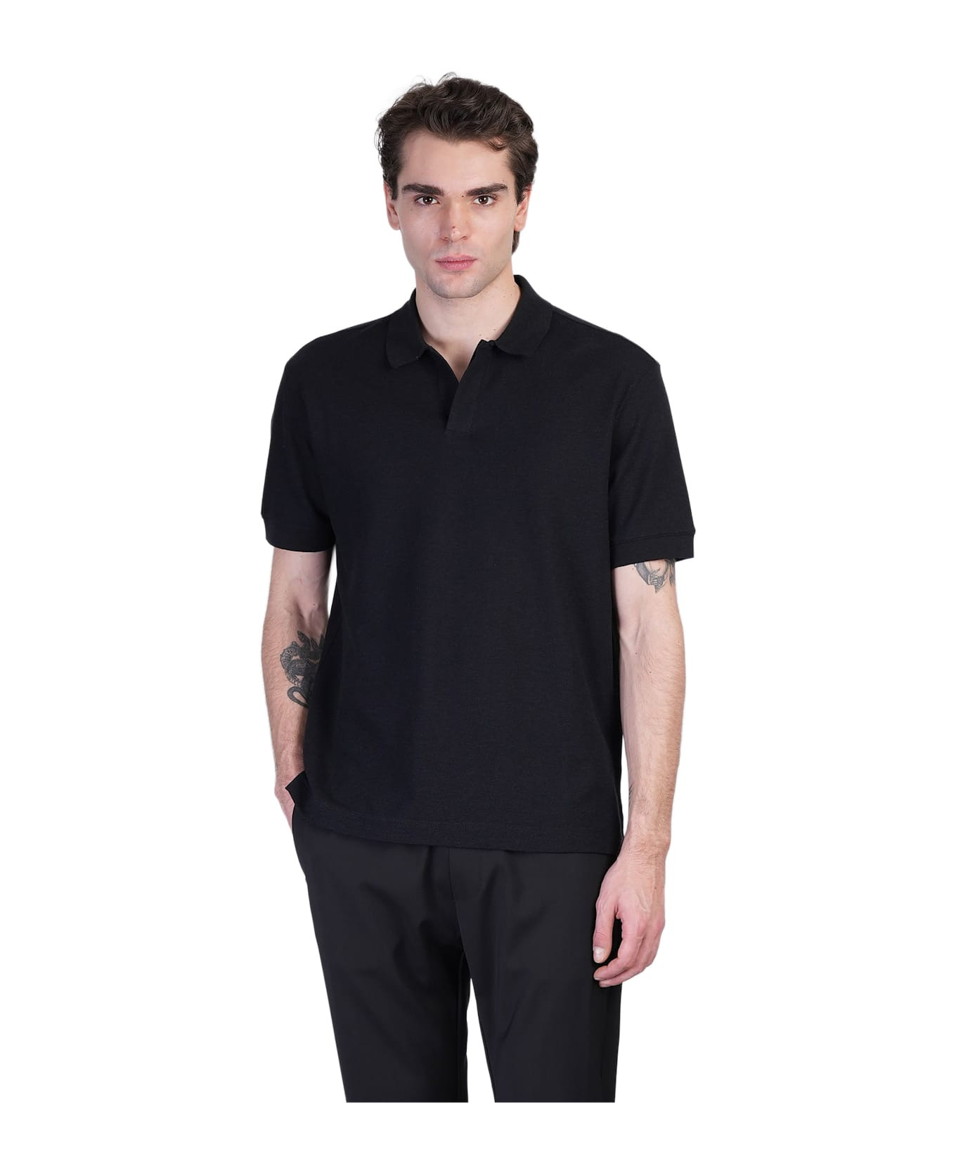 Polo In Black Cotton - 1