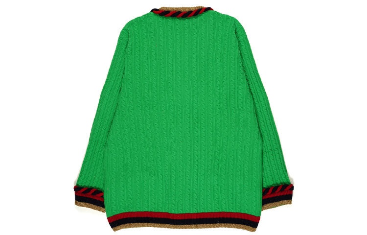 (WMNS) Gucci Stripe Splicing Loose Knit Cardigan Green 526698-X9W62-3863 - 2