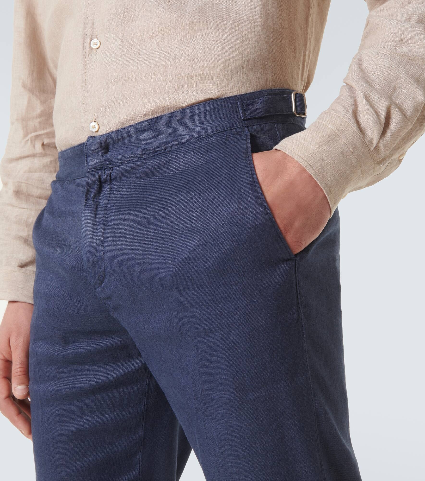 Linen and cotton slim pants - 5