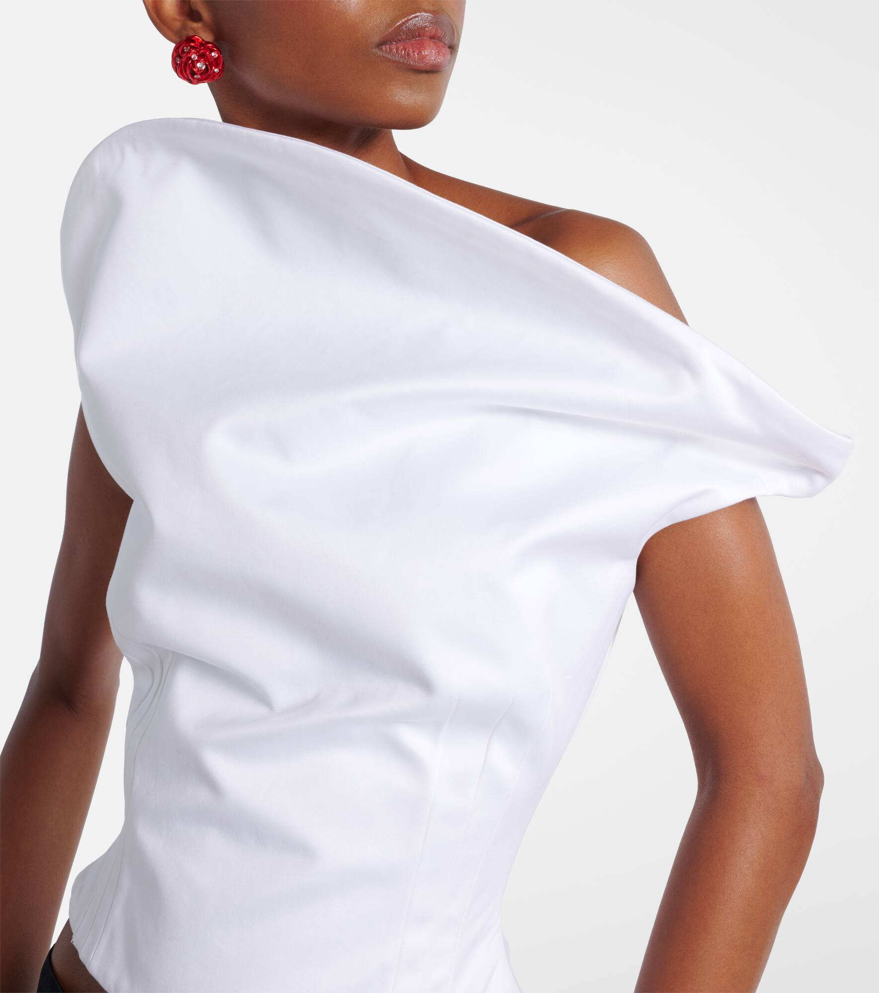 Asymmetric cotton bustier top - 4