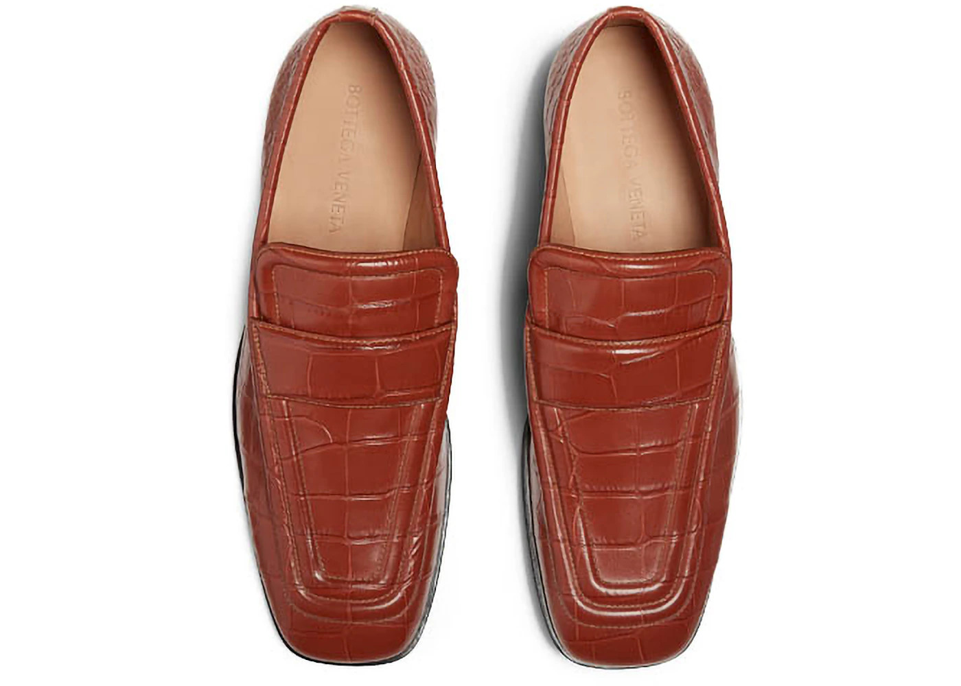 Bottega Veneta Croc-Effect Leather Loafer Brown - 3