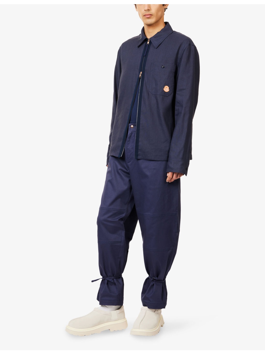 Moncler x Gilga Farm By Donald Glover Logo-Patch Linen-Blend Shirt - 2