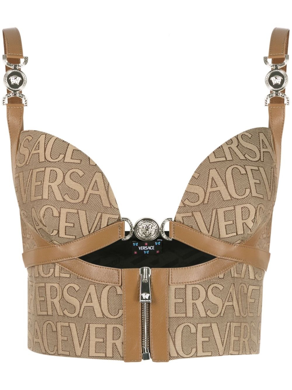 VERSACE all-over logo print crop top