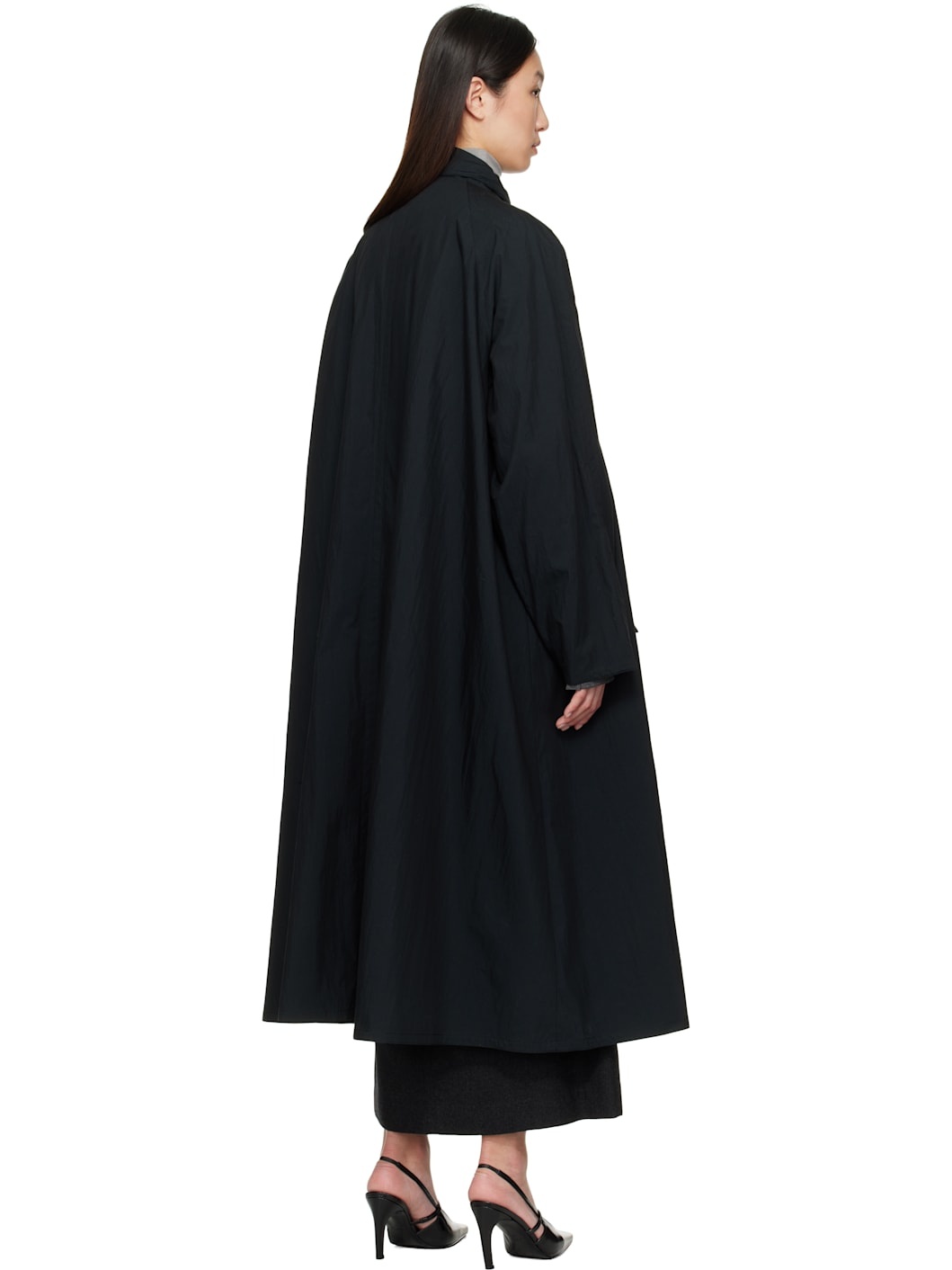 Navy Scarf Trench Coat - 3