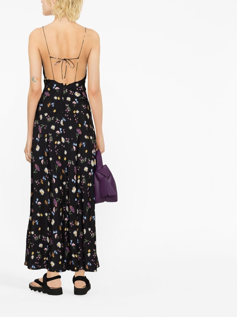 floral-print silk maxi dress - 4