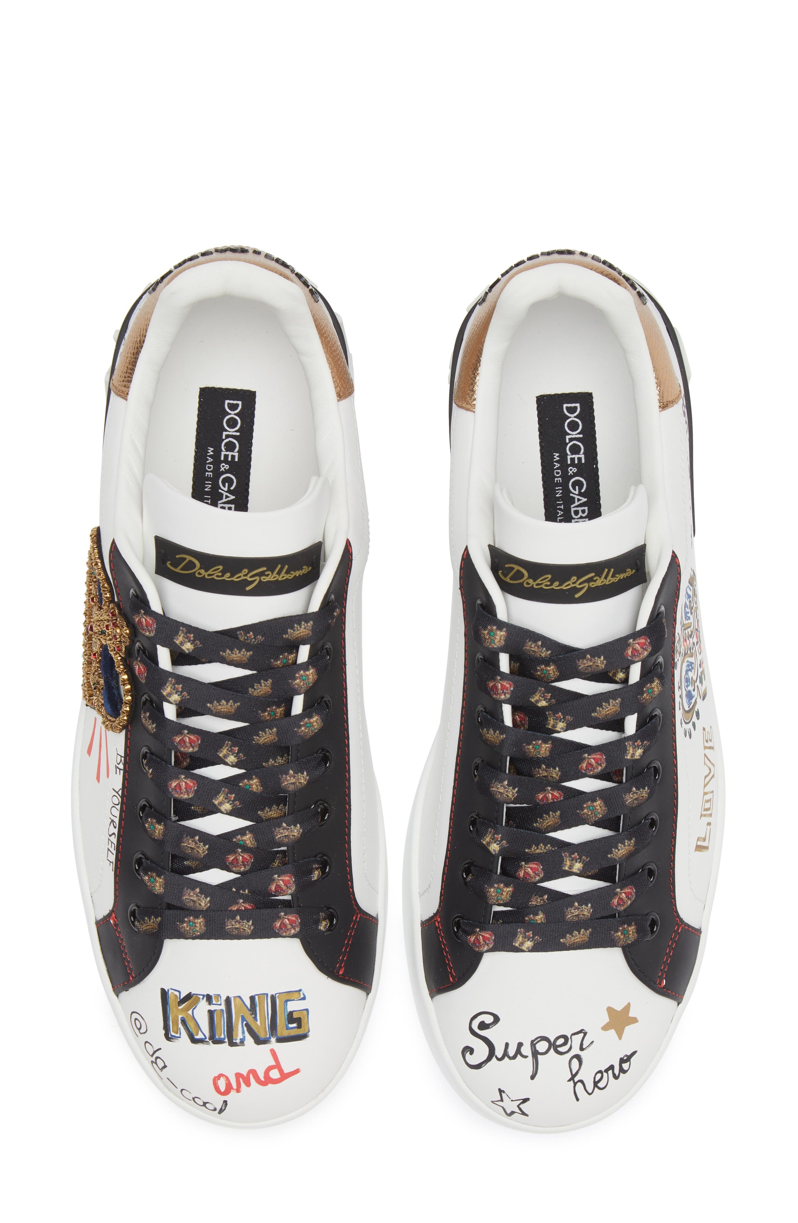 Dolce&Gabbana Portofino Graffiti Embellished Sneaker in White at Nordstrom - 5