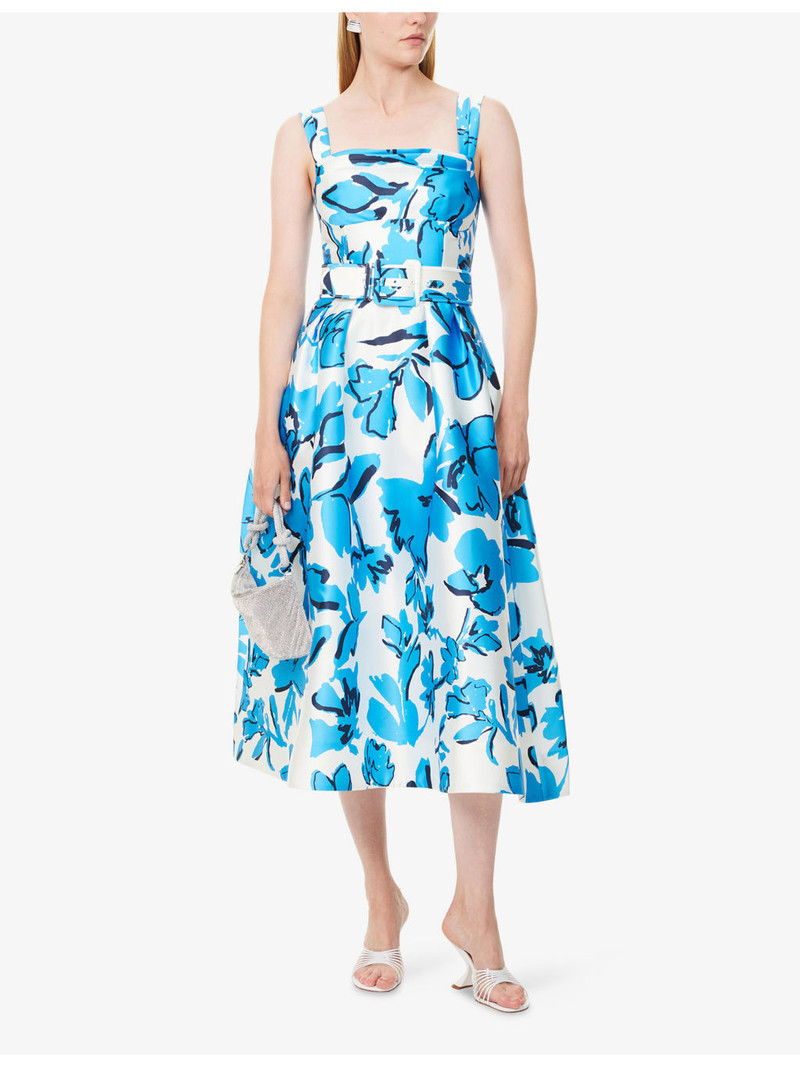 REBECCA VALLANCE Sapphira Flared Woven Midi Dress outlook