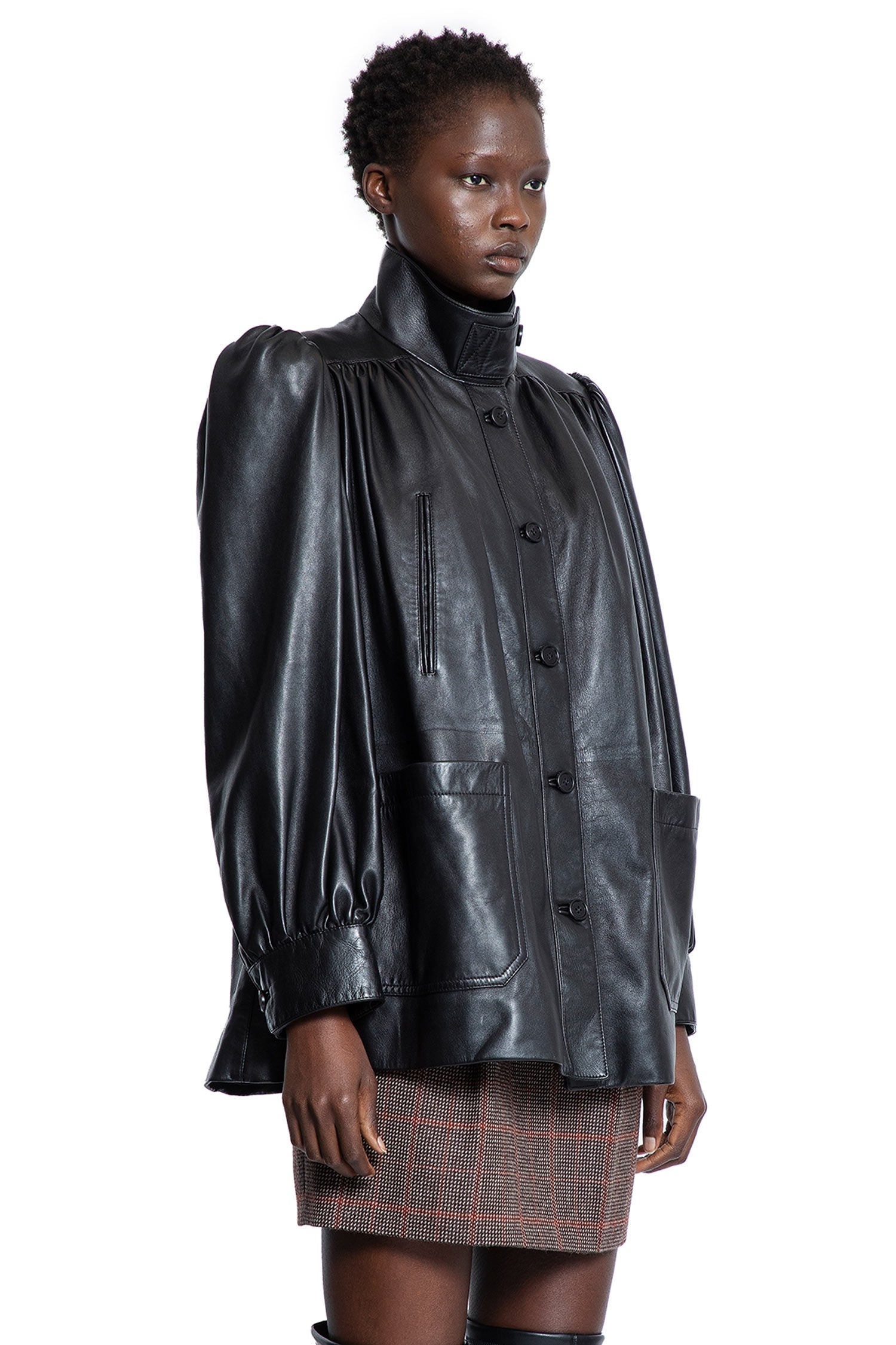 High-Neck-Coat-In-Plonge-Nappa-Leather - 3