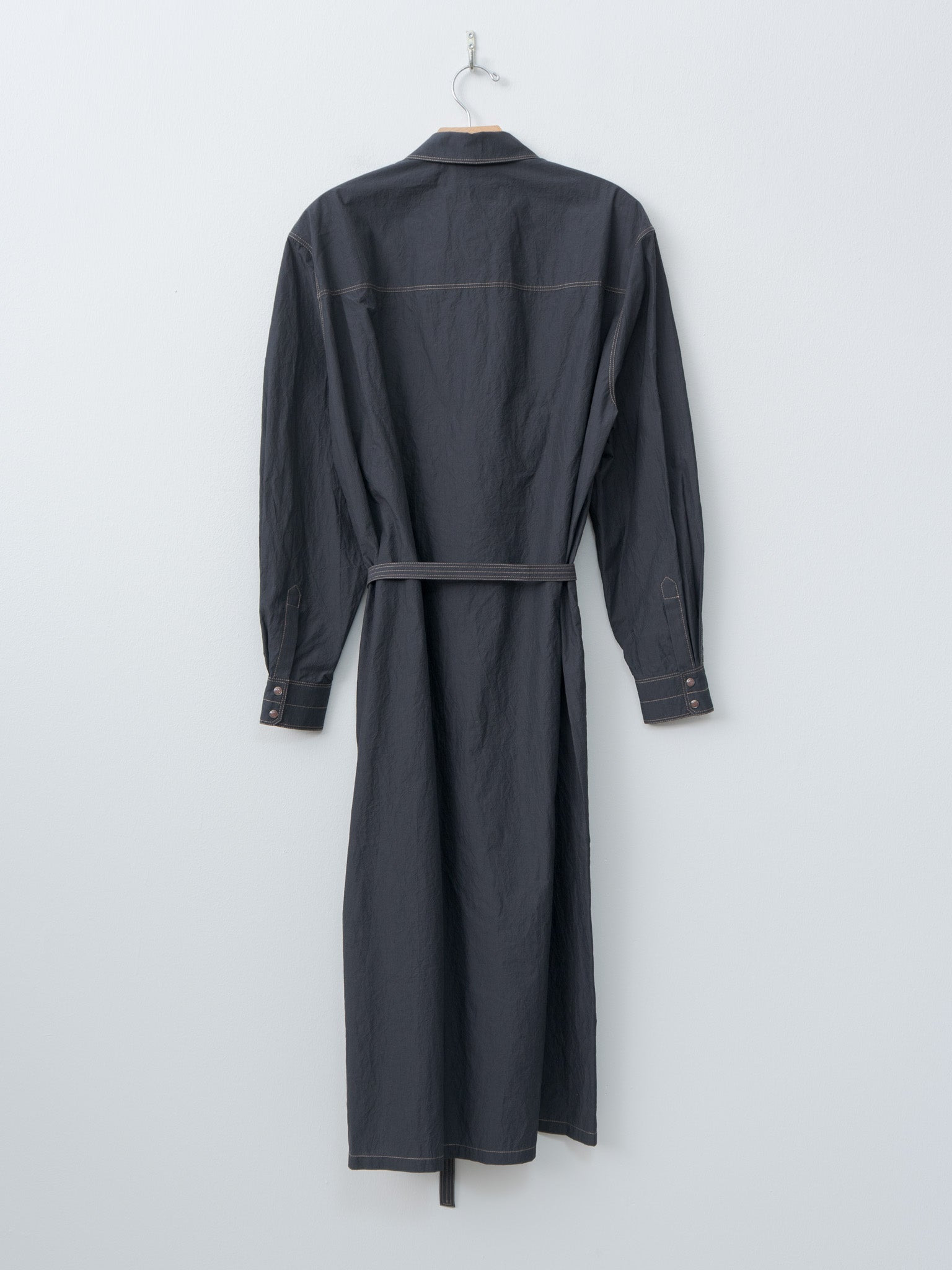 Asymmetrical Shirt Dress - Charcoal - 13
